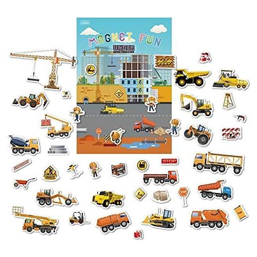 Tablero Magnético Portátil de Juego Vehículos de Construcción 38 Pcs