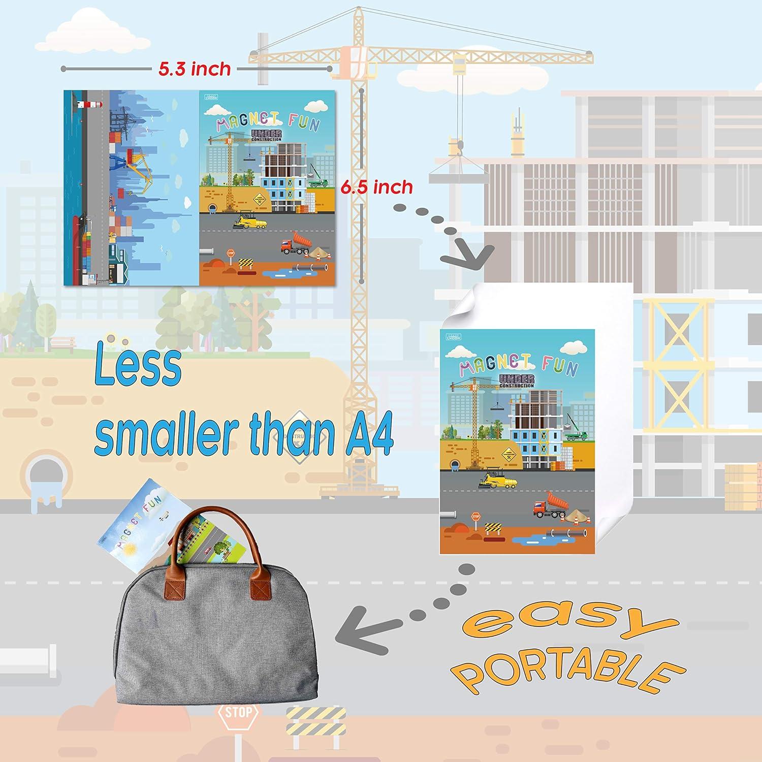 Tablero Magnético Portátil de Juego Vehículos de Construcción 38 Pcs