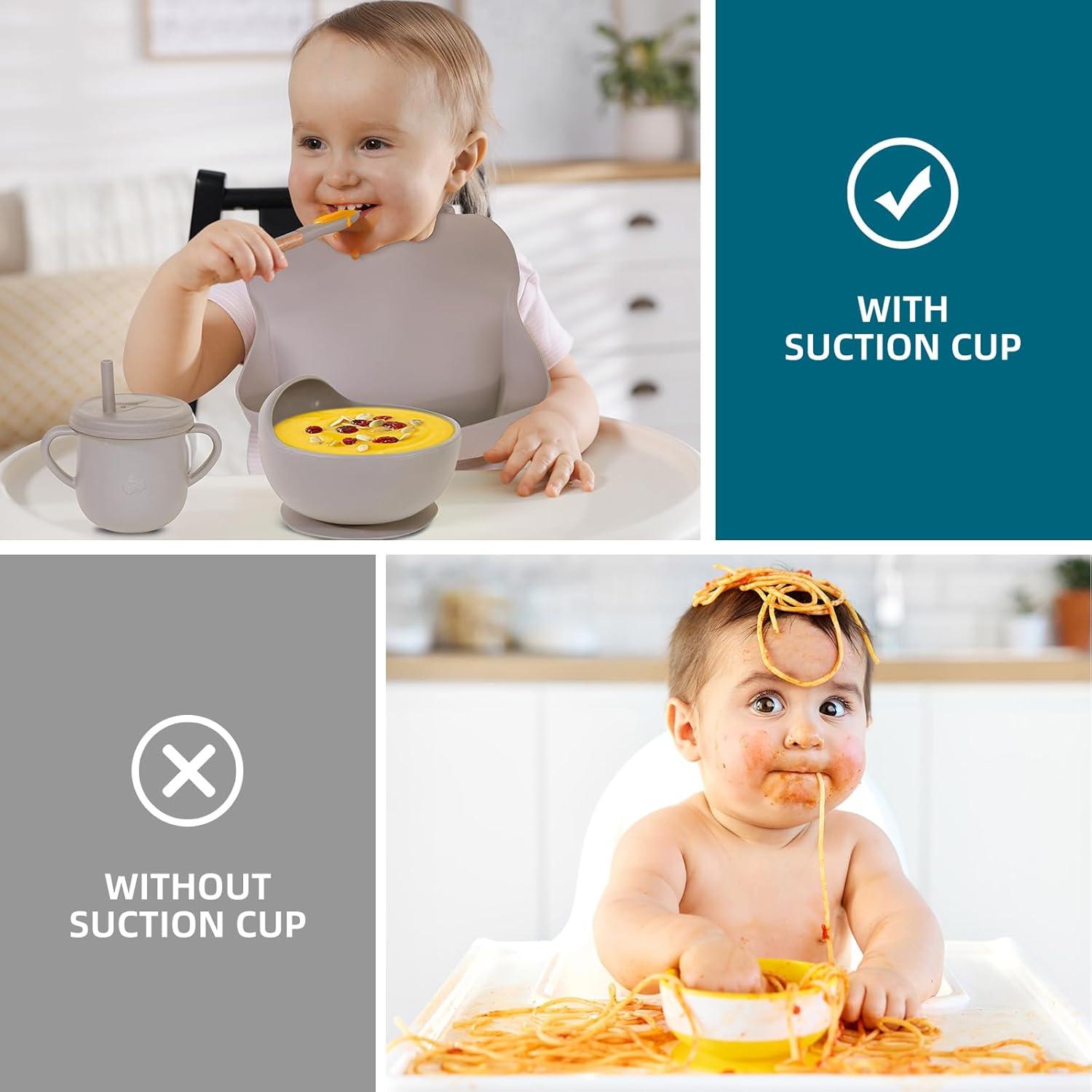 Set de Alimentación de Silicona Dormlony 9 Piezas Bebés Beige