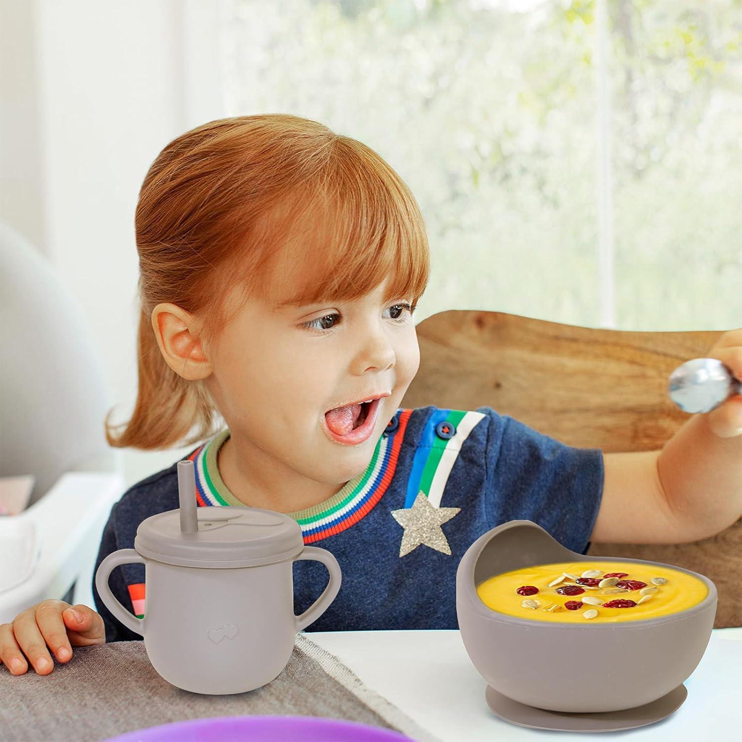 Set de Alimentación de Silicona Dormlony 9 Piezas Bebés Beige