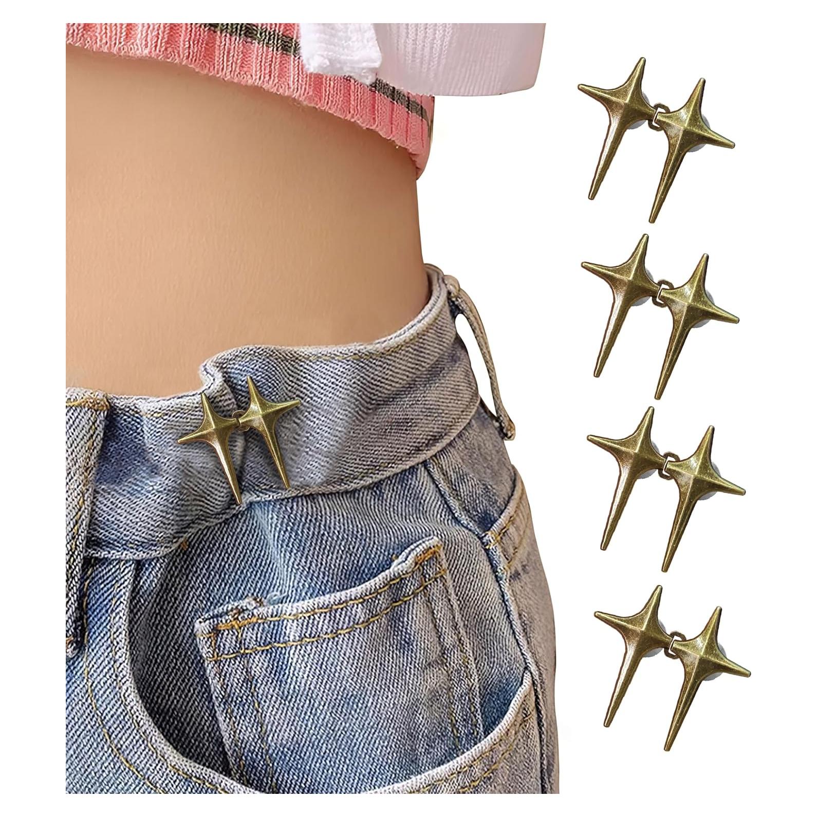 4 Sets Adjustable Jeans Button, No Need to Sew Detachable Button Pins, Perfect Fit Detachable Instant Button. (Copper Cross)