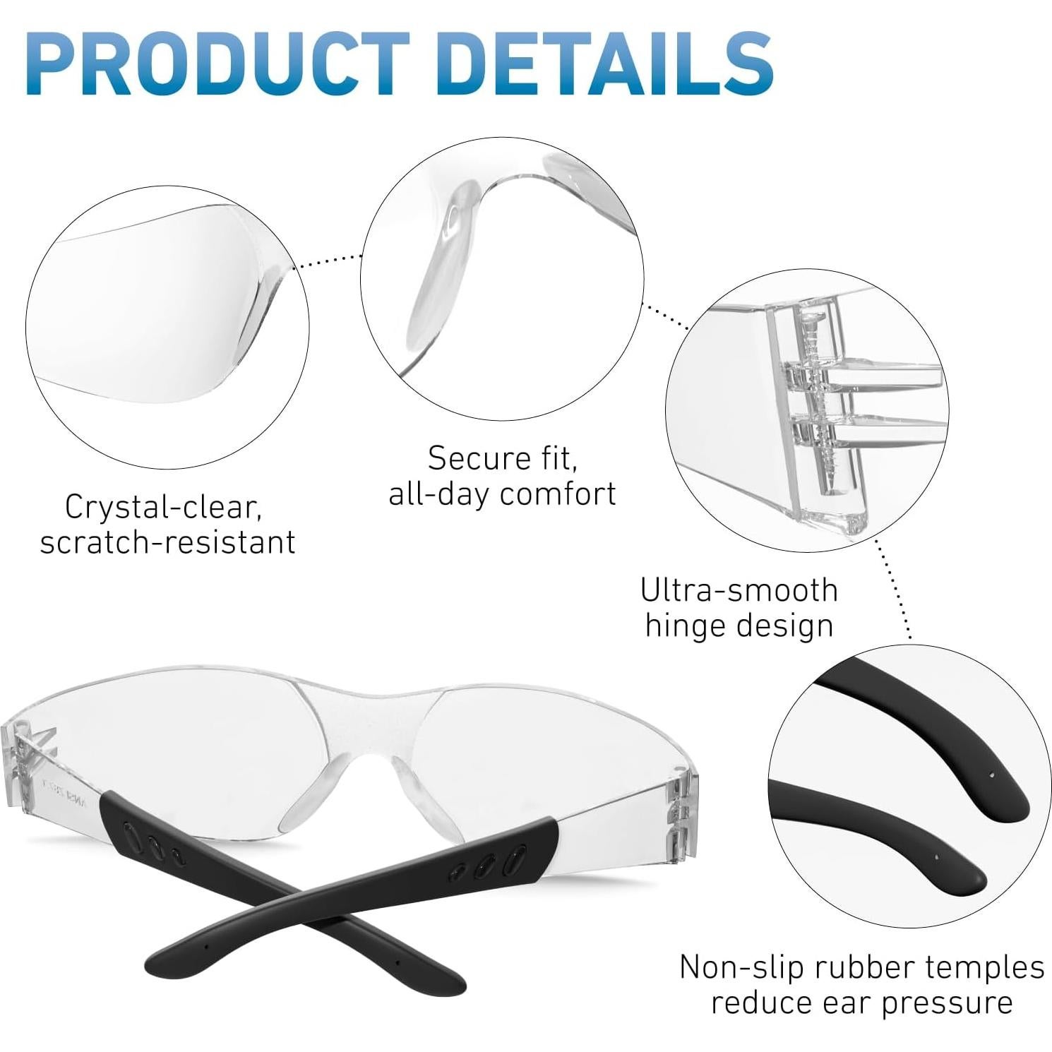 Gafas de Seguridad WFEANG ANSI Z87.1 Resistentes a Rayones - 30 Pares