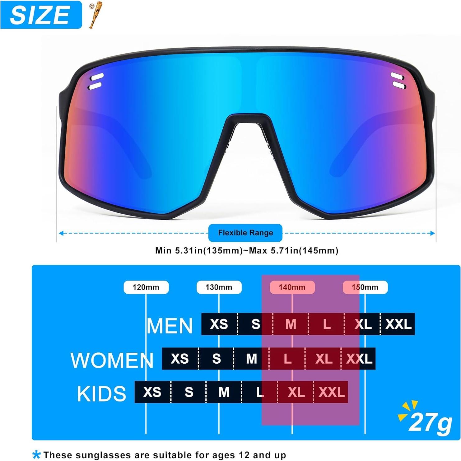 Gafas de Ciclismo Polarizadas UV400 TR90 Negras con Lente Azul