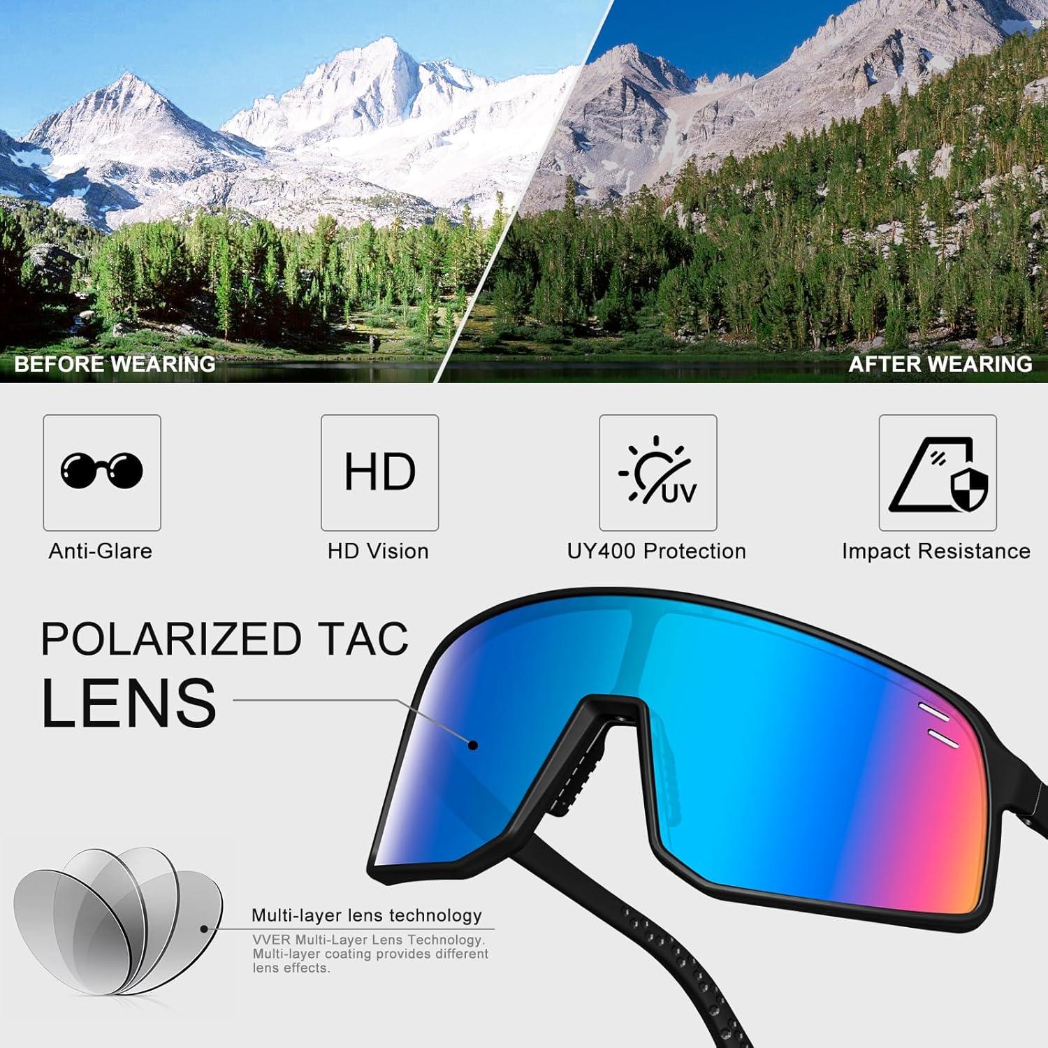 Gafas de Ciclismo Polarizadas UV400 TR90 Negras con Lente Azul