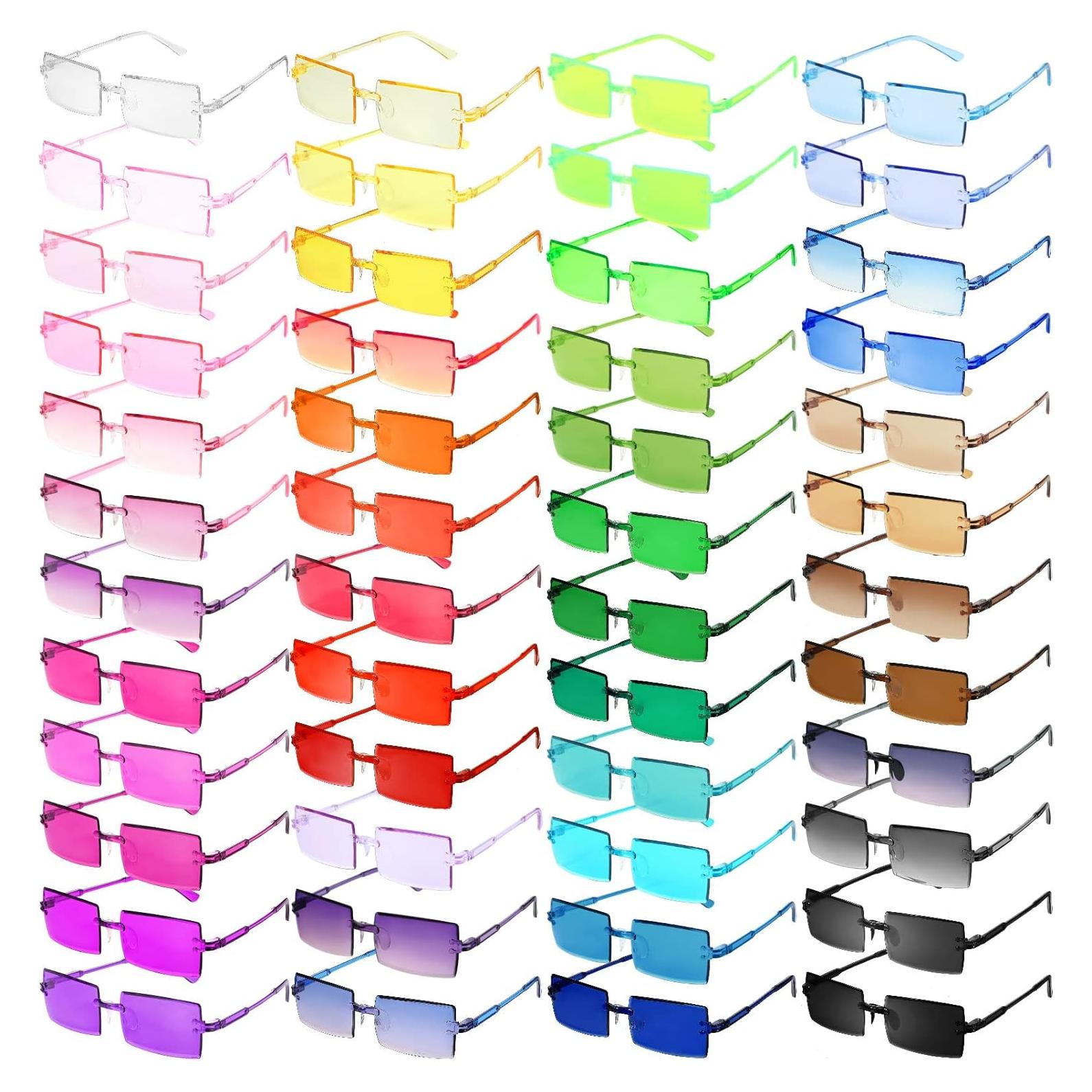 EBOOT Gafas de Sol Rectangulares Sin Montura Vintage 48 Paquetes