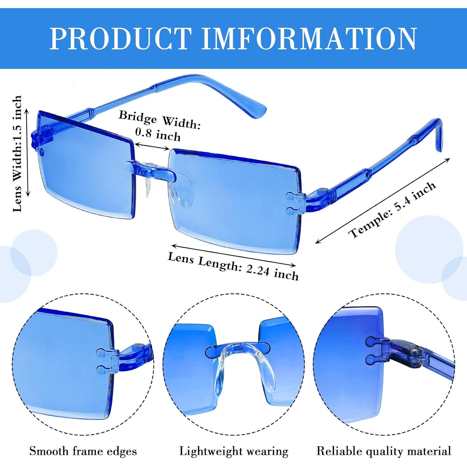 EBOOT Gafas de Sol Rectangulares Sin Montura Vintage 48 Paquetes