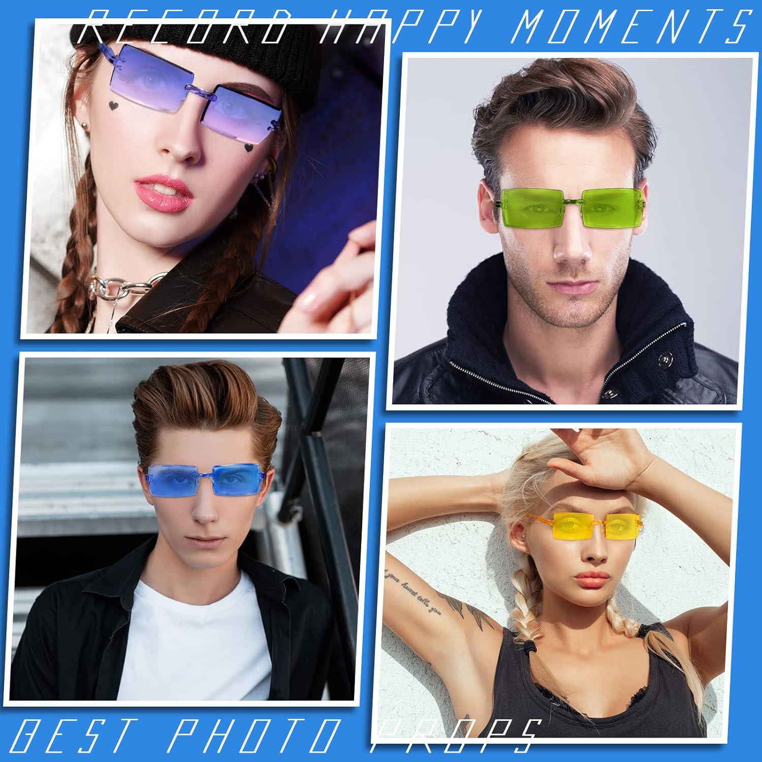 EBOOT Gafas de Sol Rectangulares Sin Montura Vintage 48 Paquetes