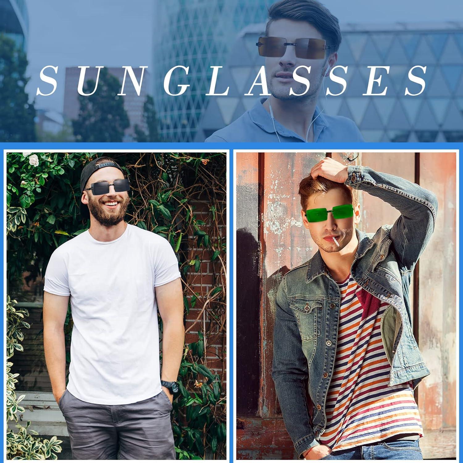 EBOOT Gafas de Sol Rectangulares Sin Montura Vintage 48 Paquetes