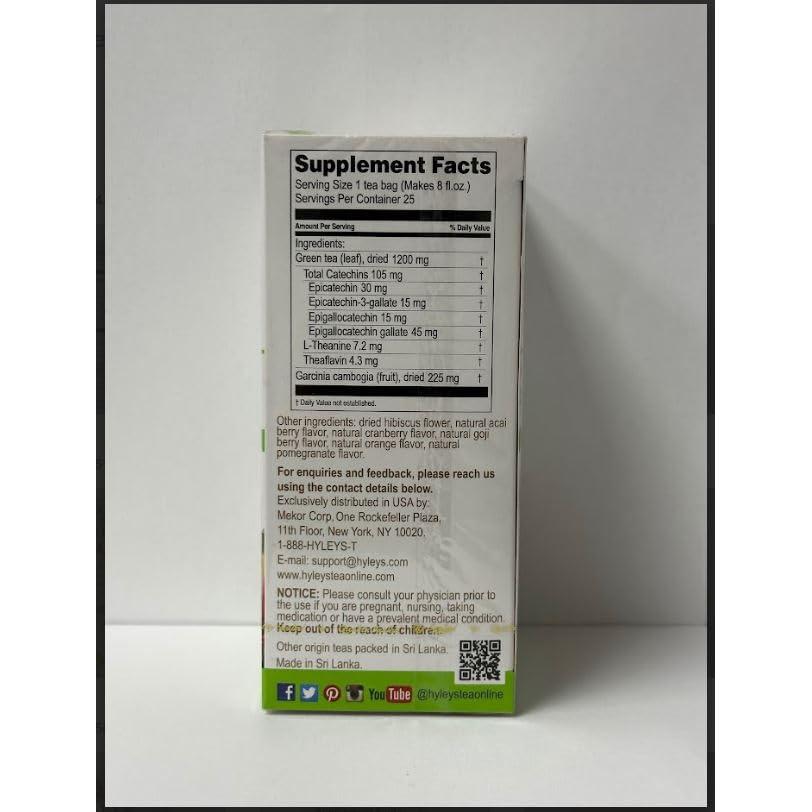 Té HYLEYS Garcinia Cambogia y Té Verde 25 Bolsitas Asortimento