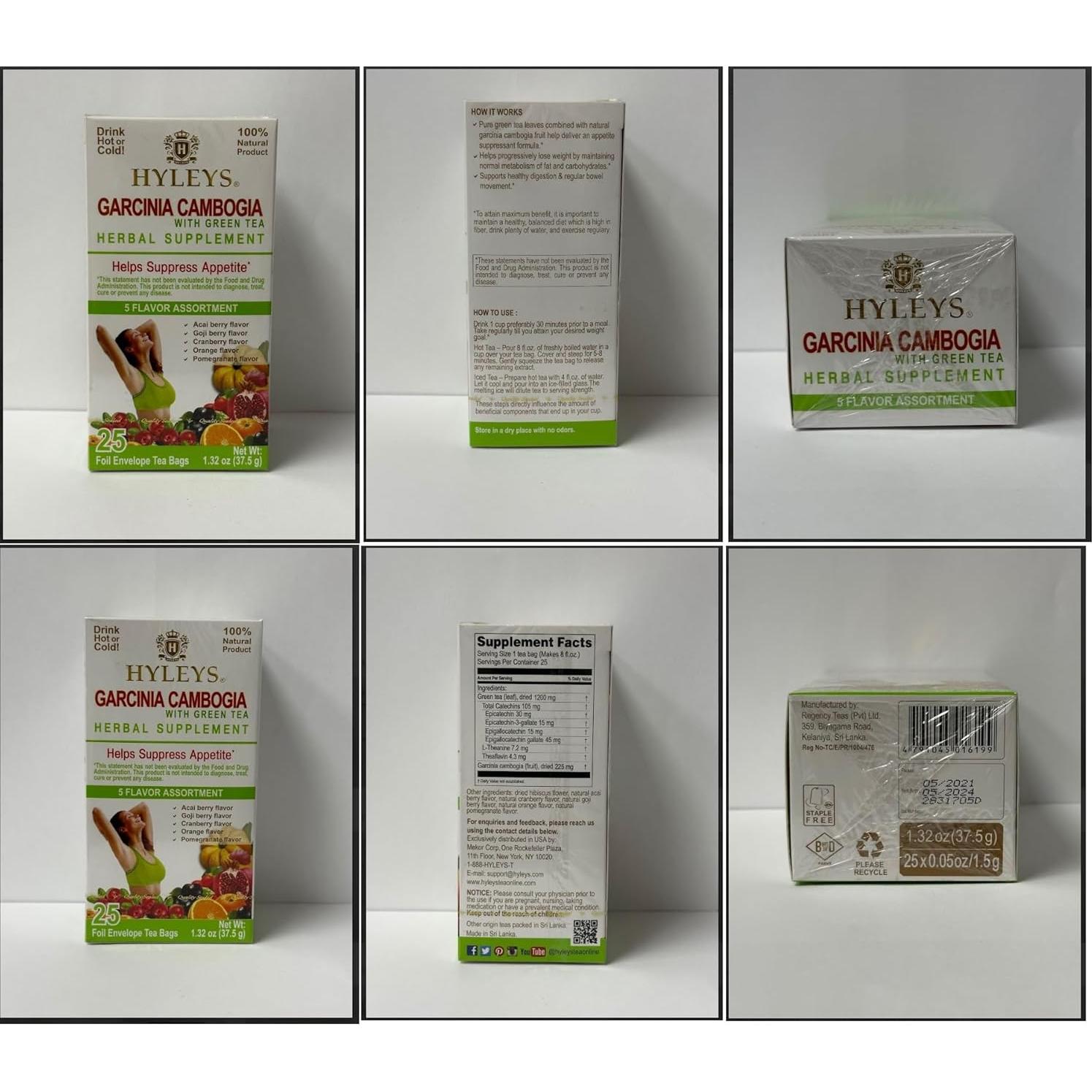 Té HYLEYS Garcinia Cambogia y Té Verde 25 Bolsitas Asortimento