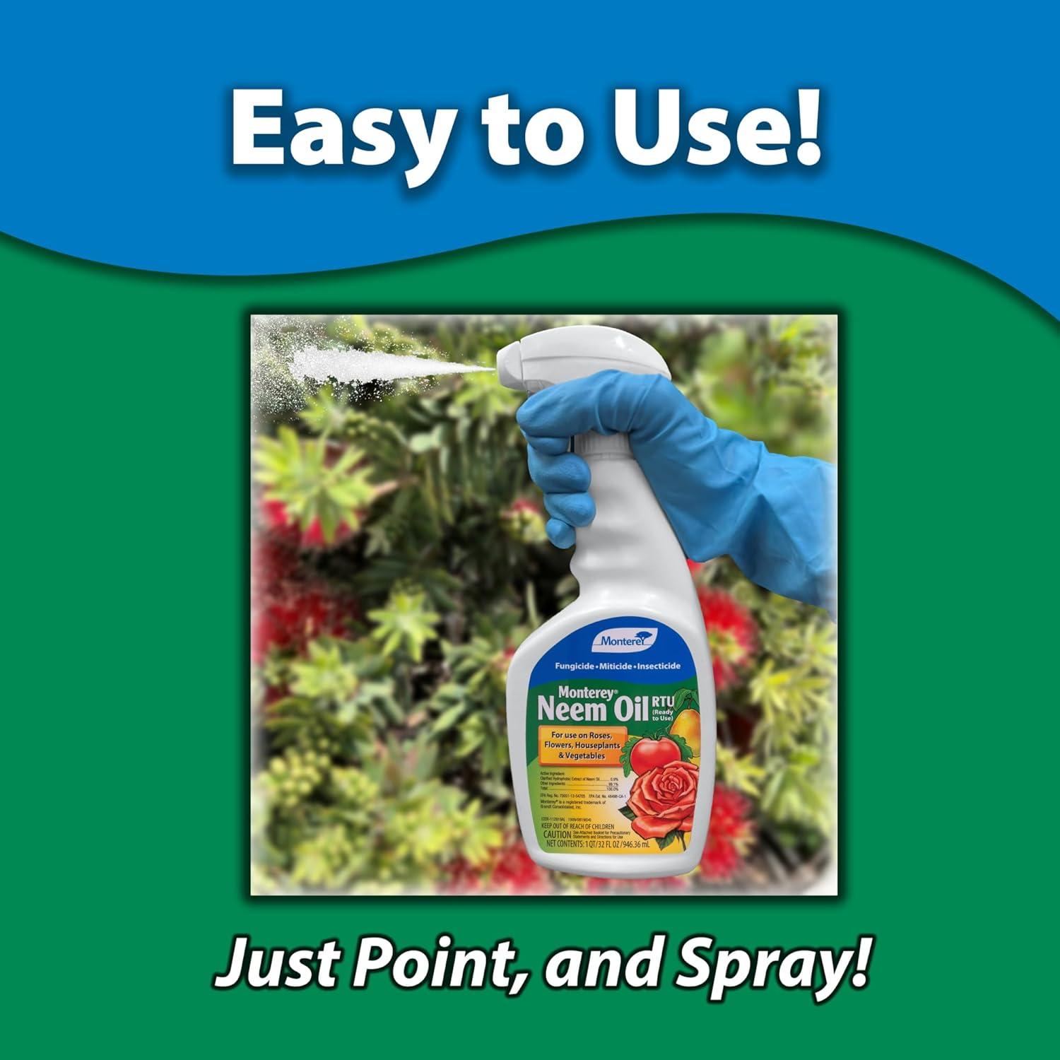 Monterey Aceite de Neem Spray 875 g - Control de Plagas y Enfermedades