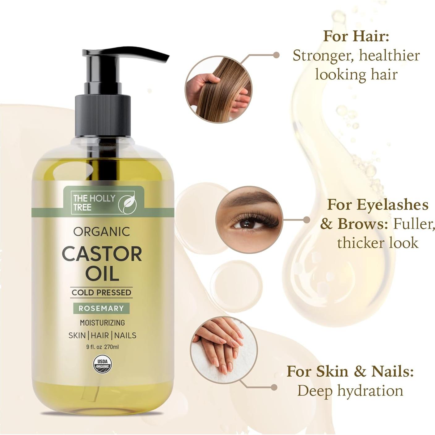 Aceite de Ricino Orgánico 266 ml The Holly Tree - Infusionado con Romero