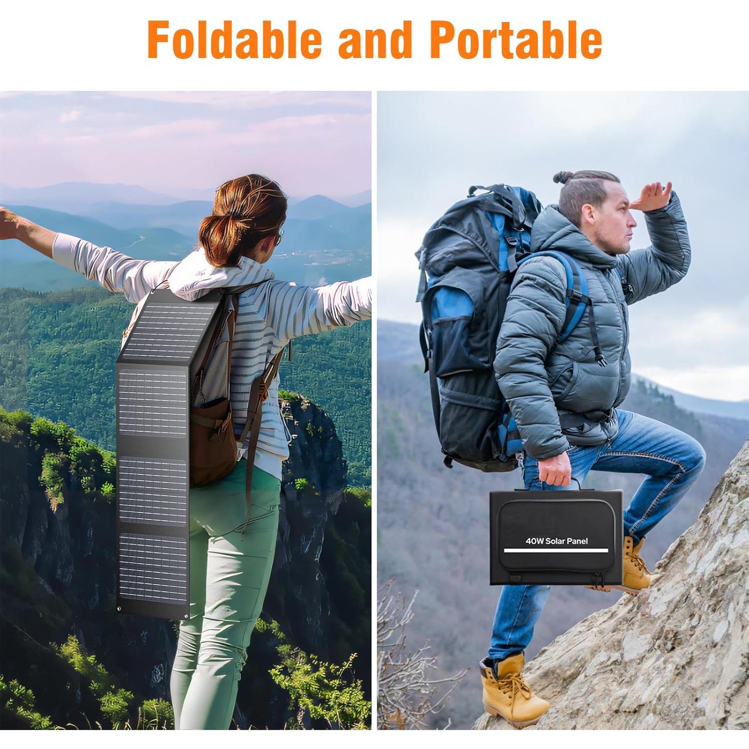 Cargador Solar Plegable SinKeu 40W USB C para Camping