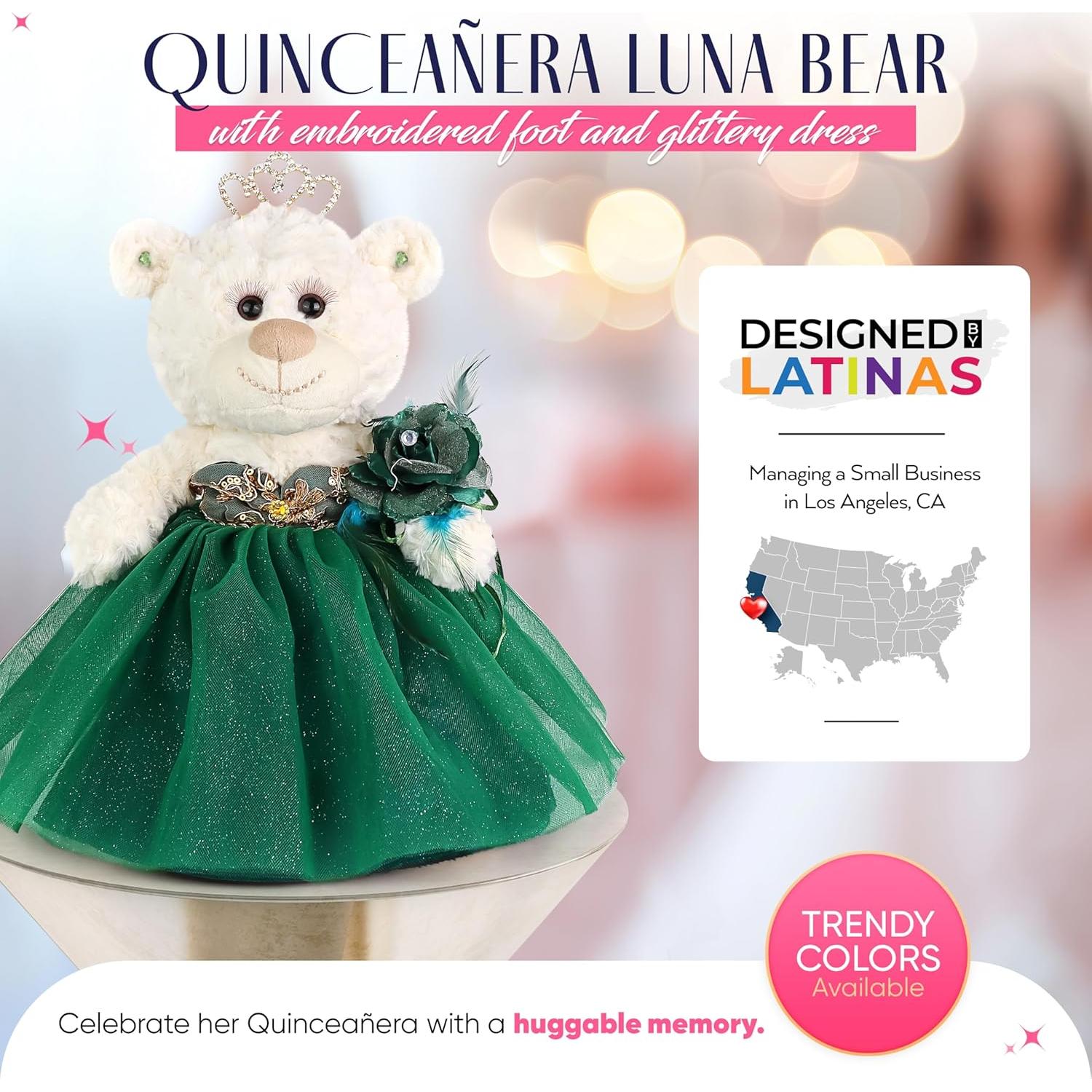 Oso de Peluche 30 cm Mis 15 Años Kinnex Azul Claro