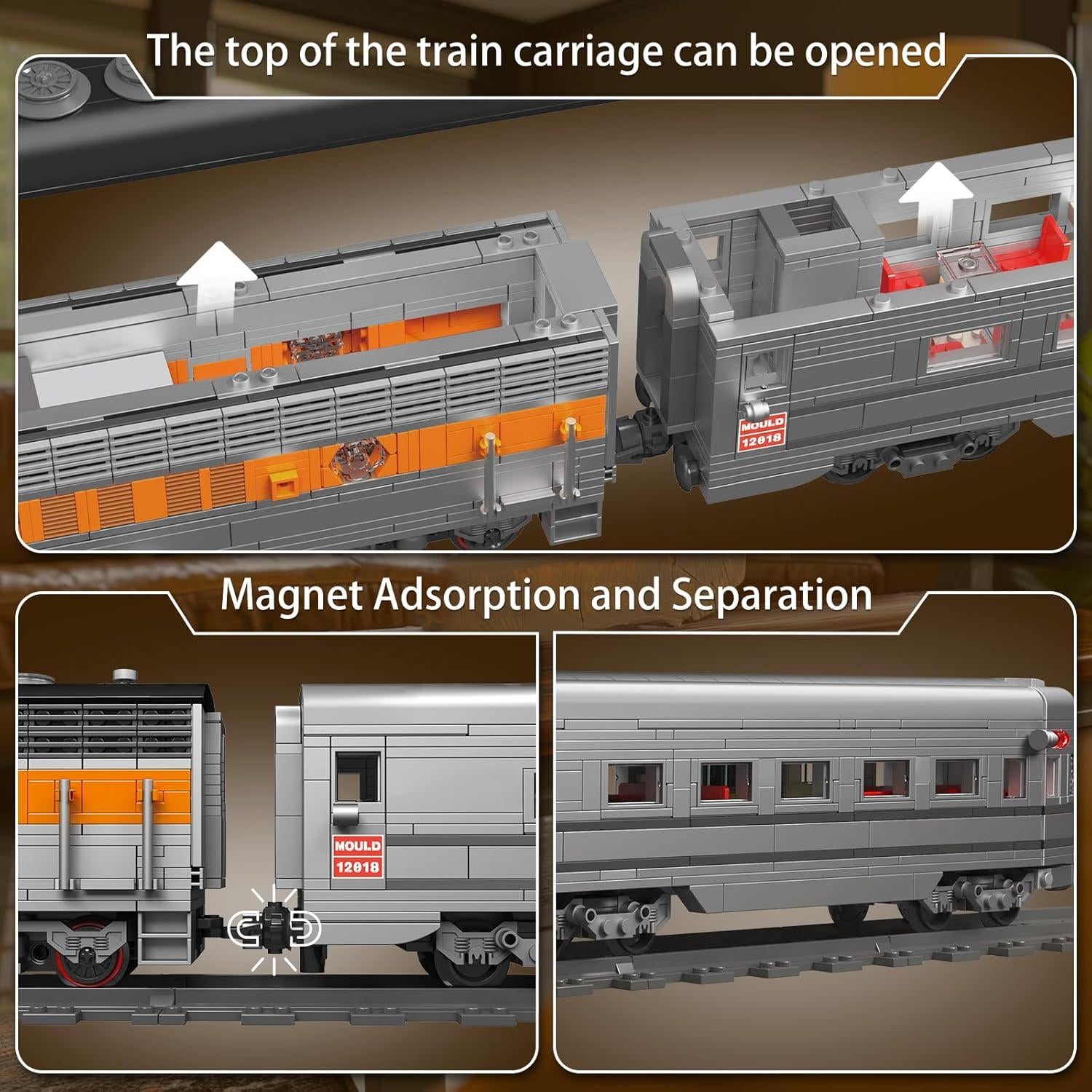 Mould King 12018 Tren EMD F7 Control Remoto 1541 Piezas