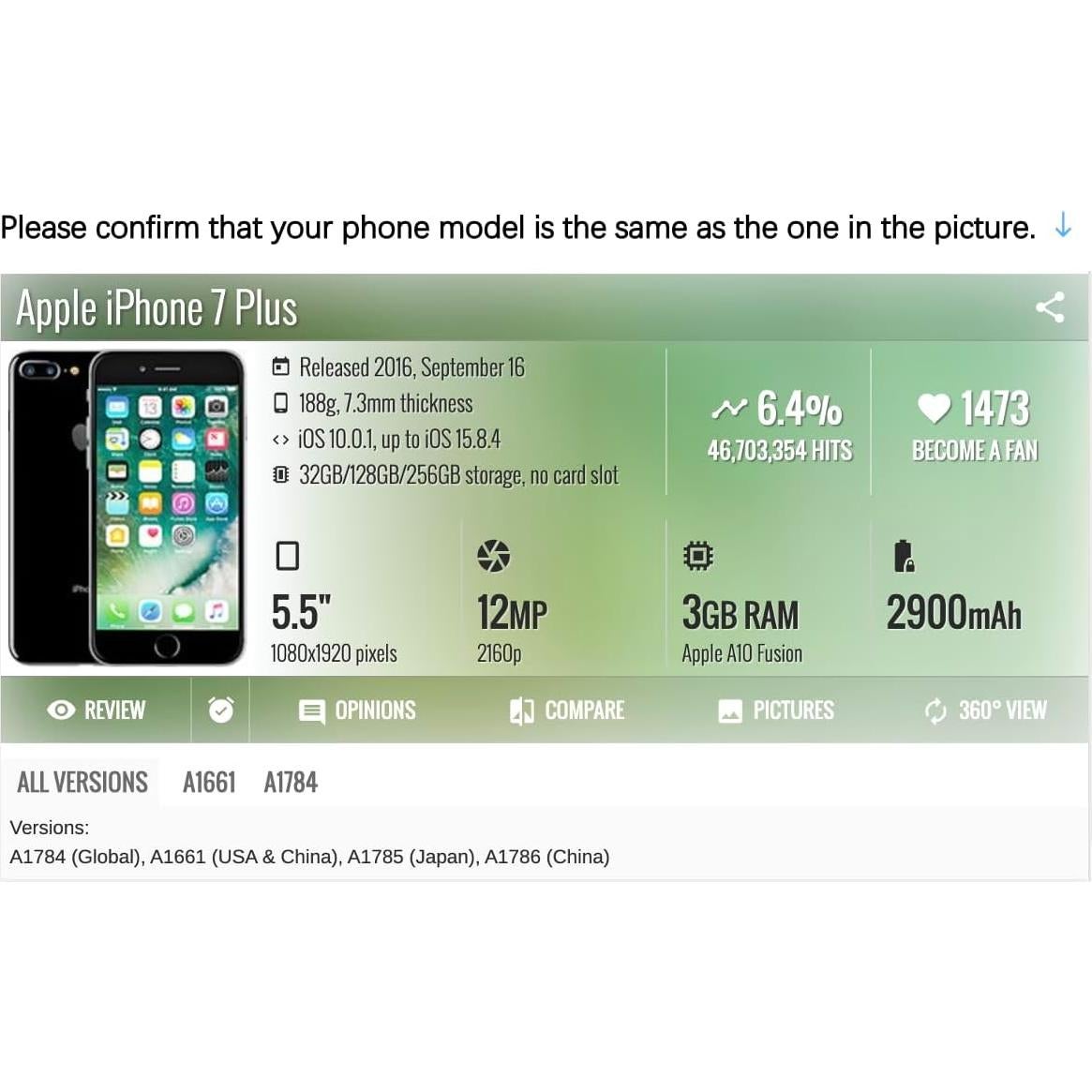 Reemplazo Pantalla LCD iPhone 7 Plus HK 5.5" Negro con Herramientas