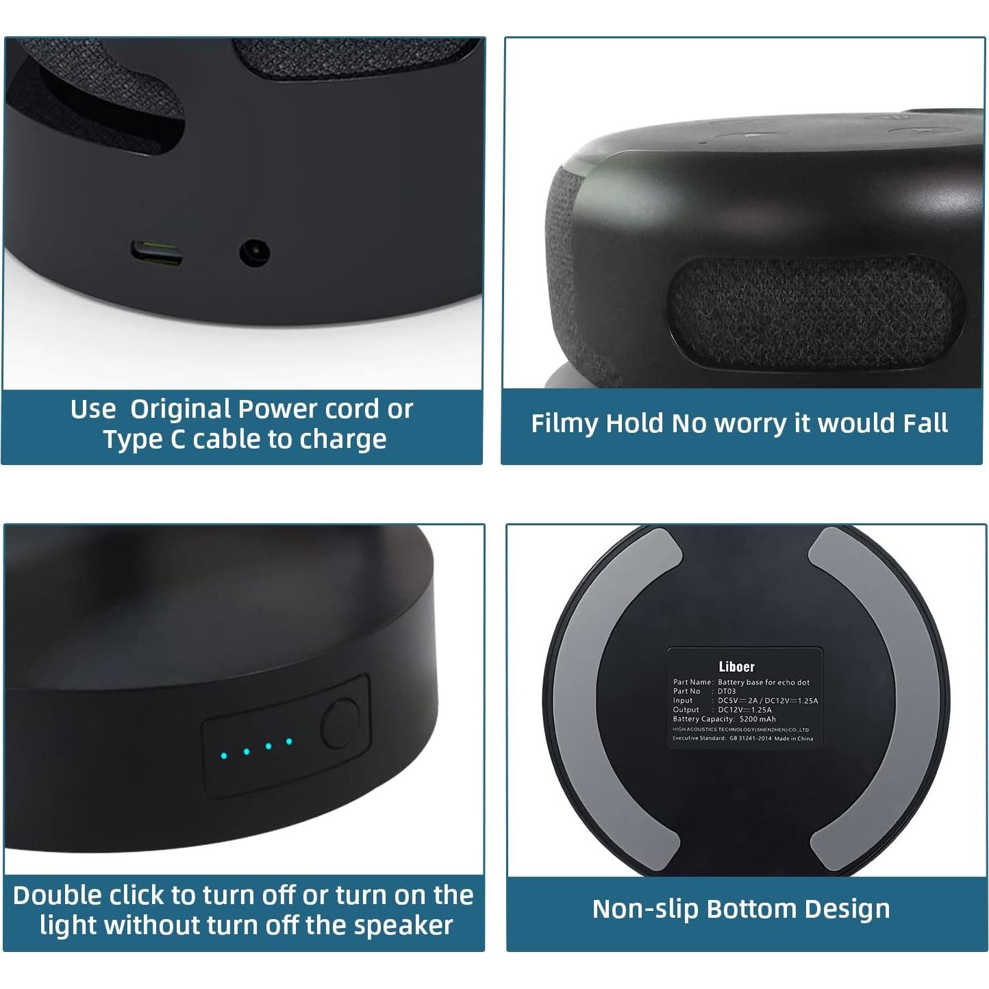 Base de Batería Liboer para Echo Dot 3ra y Google Mini 2