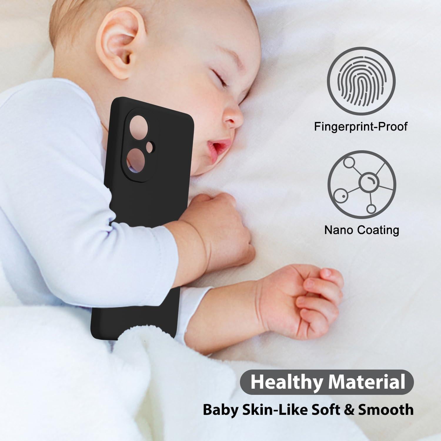 Funda de Silicona Líquida Oakxco para Oneplus Nord N30 5G - Negro