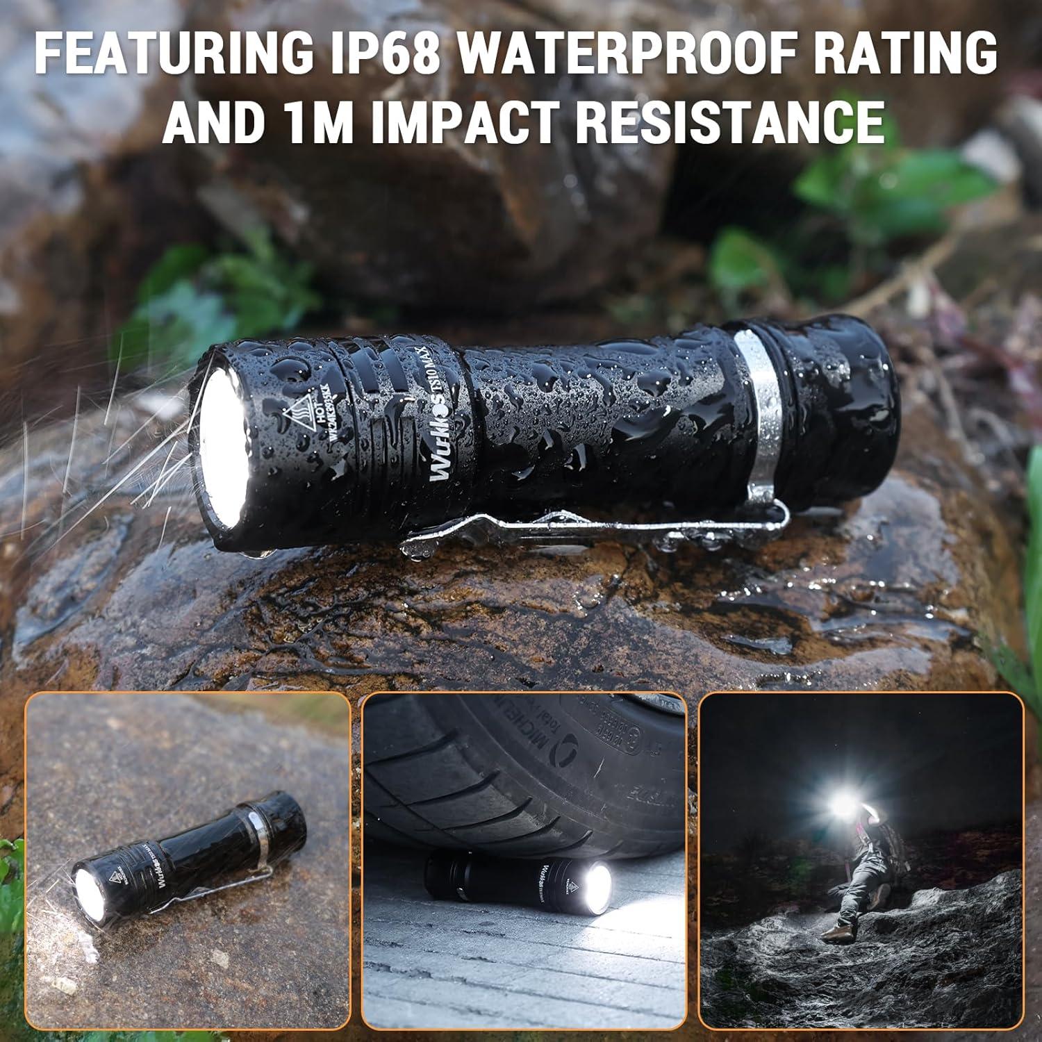 Linterna LED Wurkkos TS10 MAX 2500 Lúmenes Recargable Negra