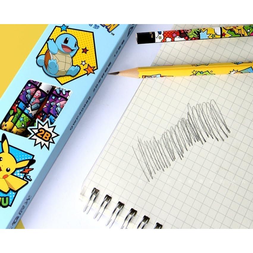 Lápices Triangulares 2B Pikachu con Borrador - 12 Piezas