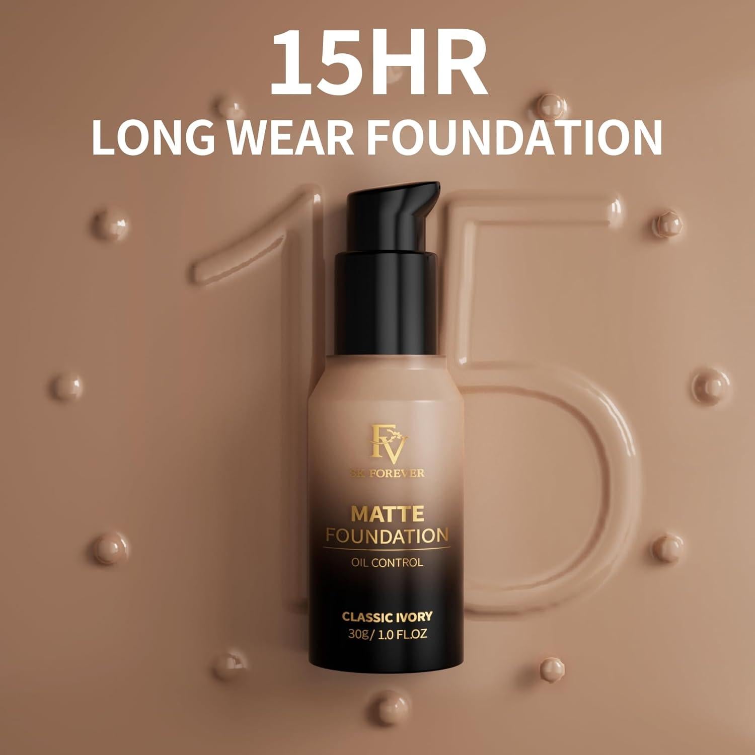 Base de Maquillaje Mate FV 30 ml Marfil Clásico a Prueba de Agua