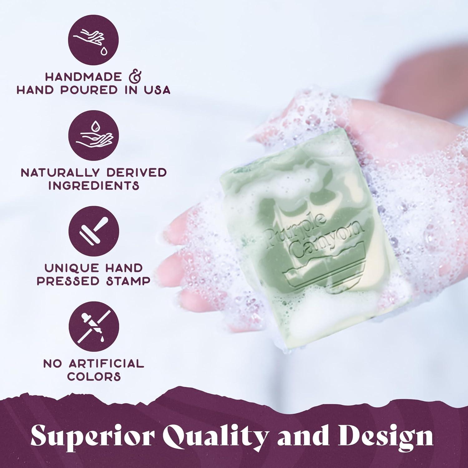 Paquete de 3 Jabones Naturales Hechos a Mano Eucalipto Canyon Morado