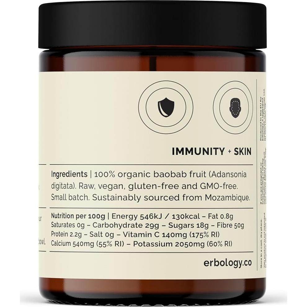 Polvo de Baobab Orgánico Erbology 90.72 g - Salud Piel e Inmunidad