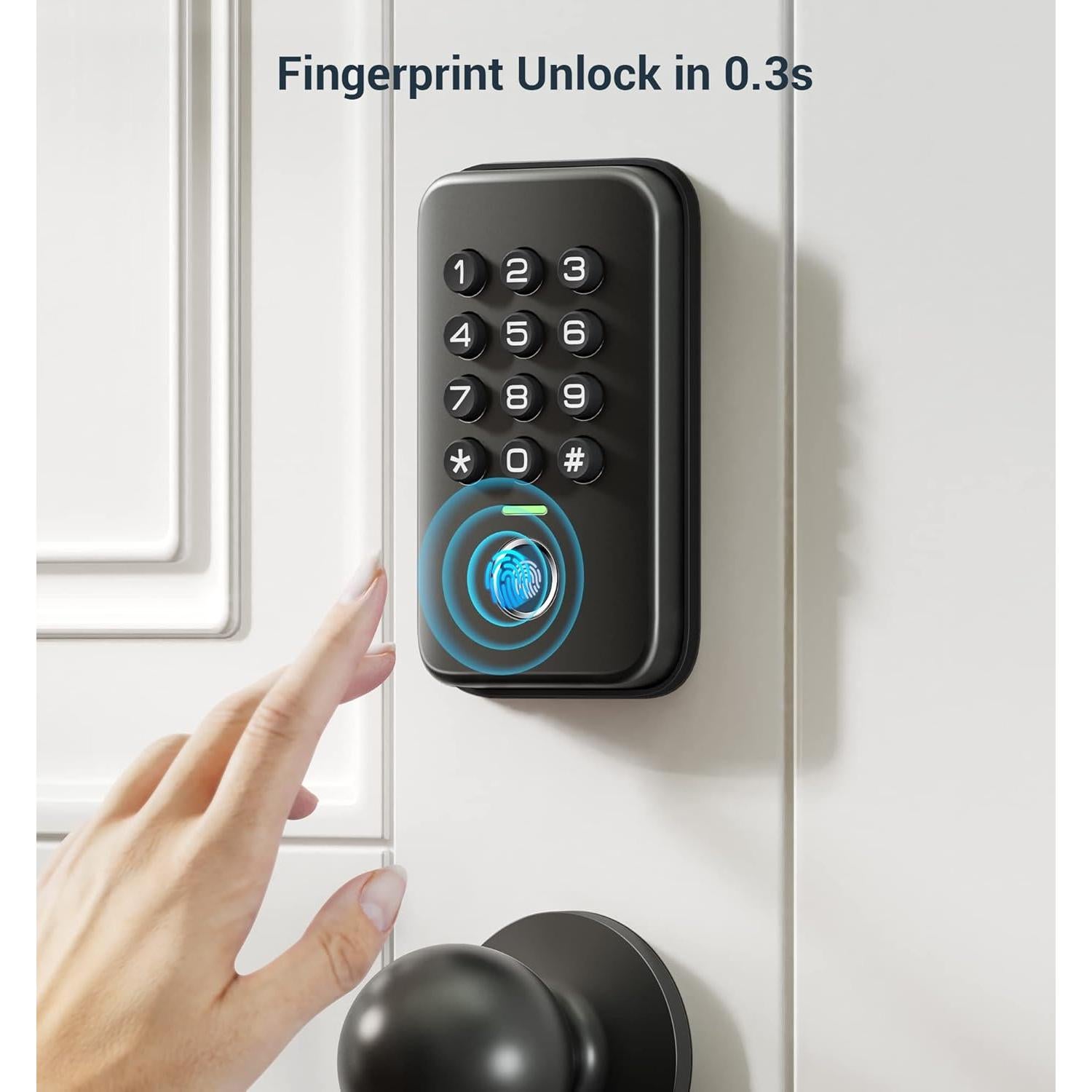 Cerradura Biométrica Veise VS02 con Huella Dactilar, Negro