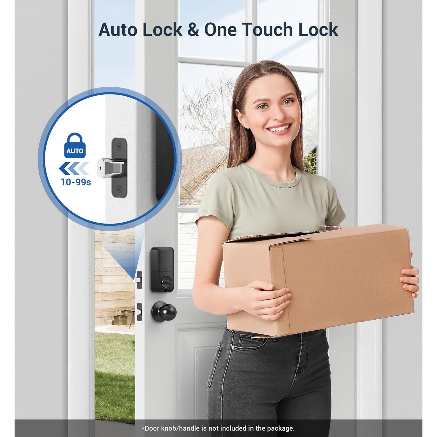 Cerradura Biométrica Veise VS02 con Huella Dactilar, Negro