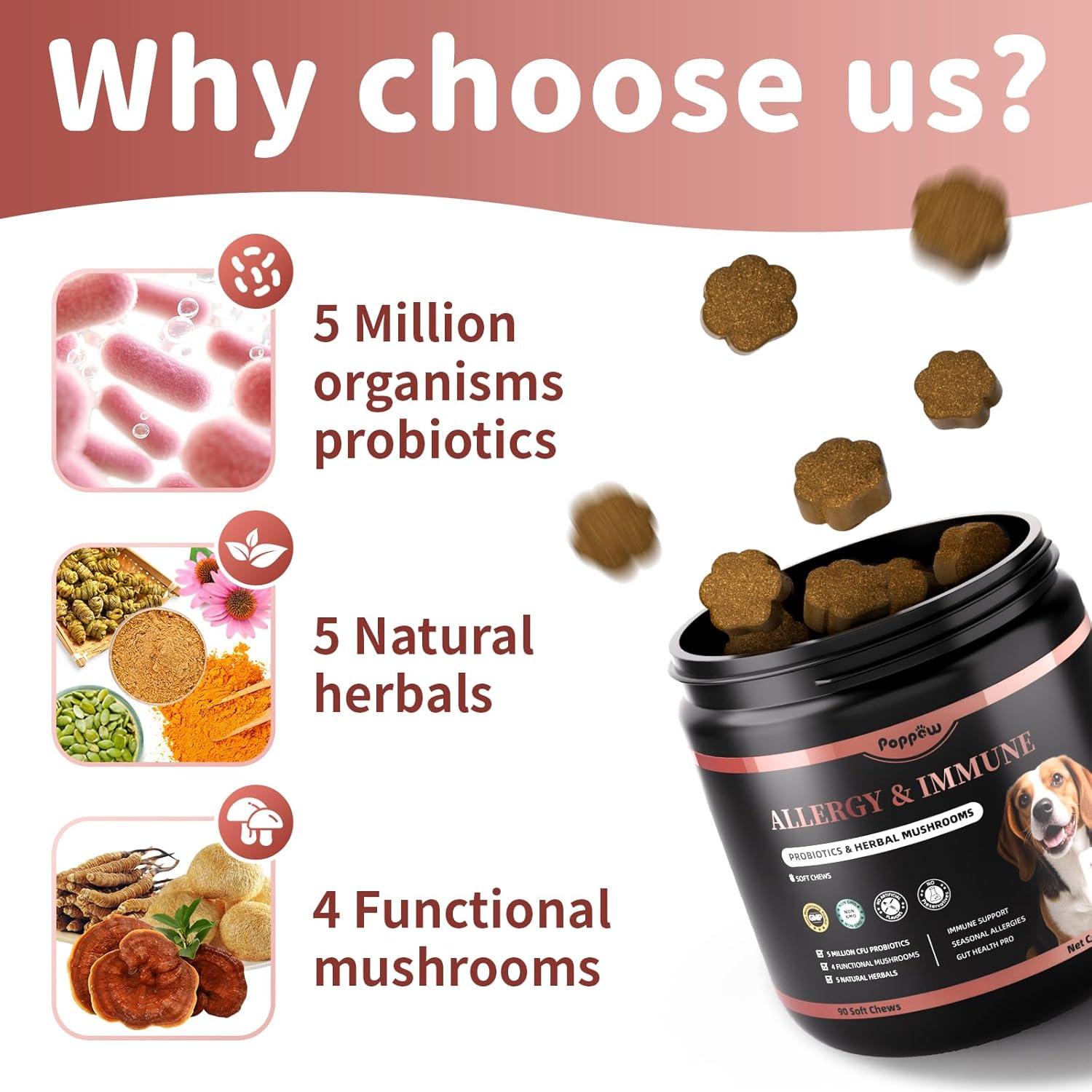 Masticables para Alergias de Perro POPPAW - 90 Unidades Sabor Tocino