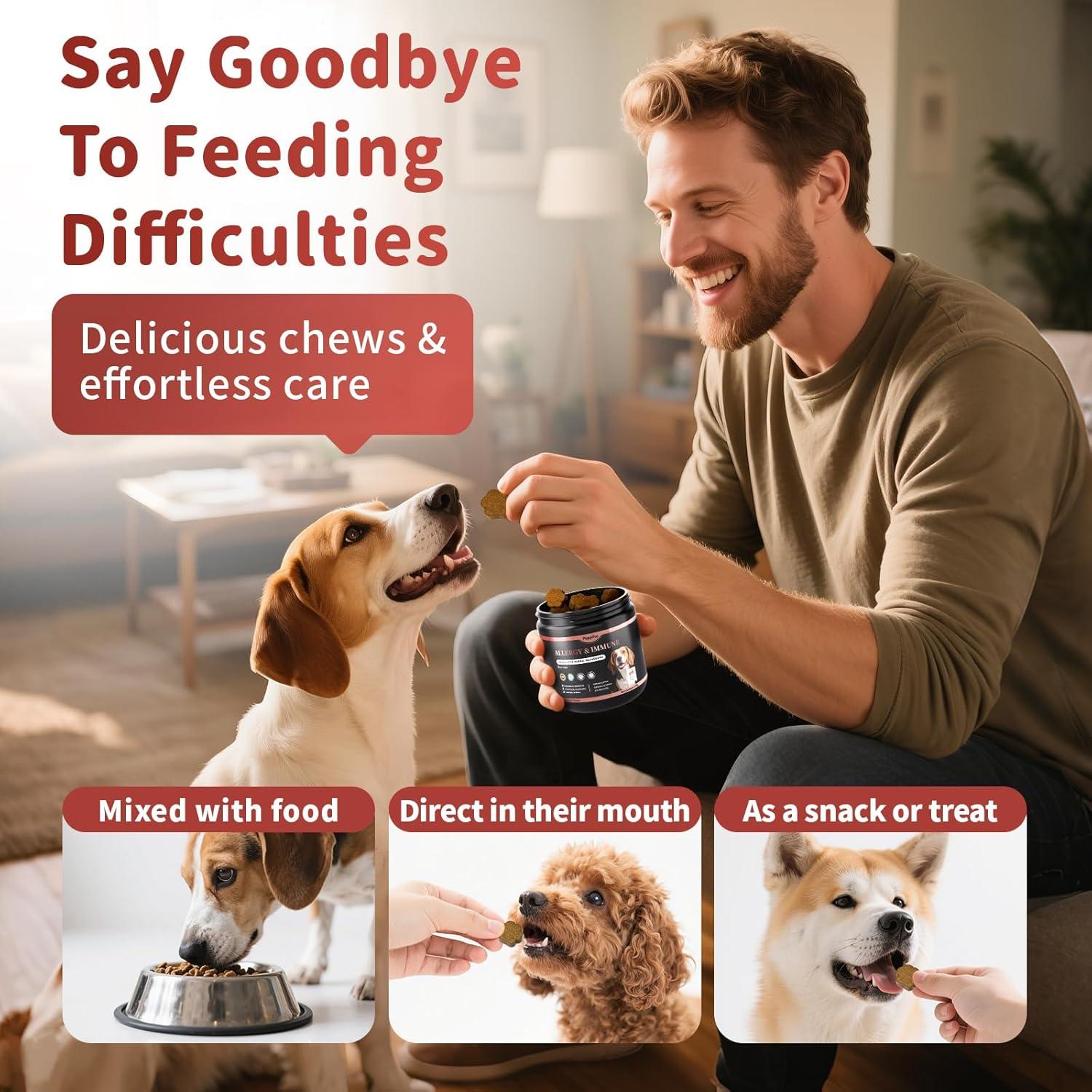 Masticables para Alergias de Perro POPPAW - 90 Unidades Sabor Tocino