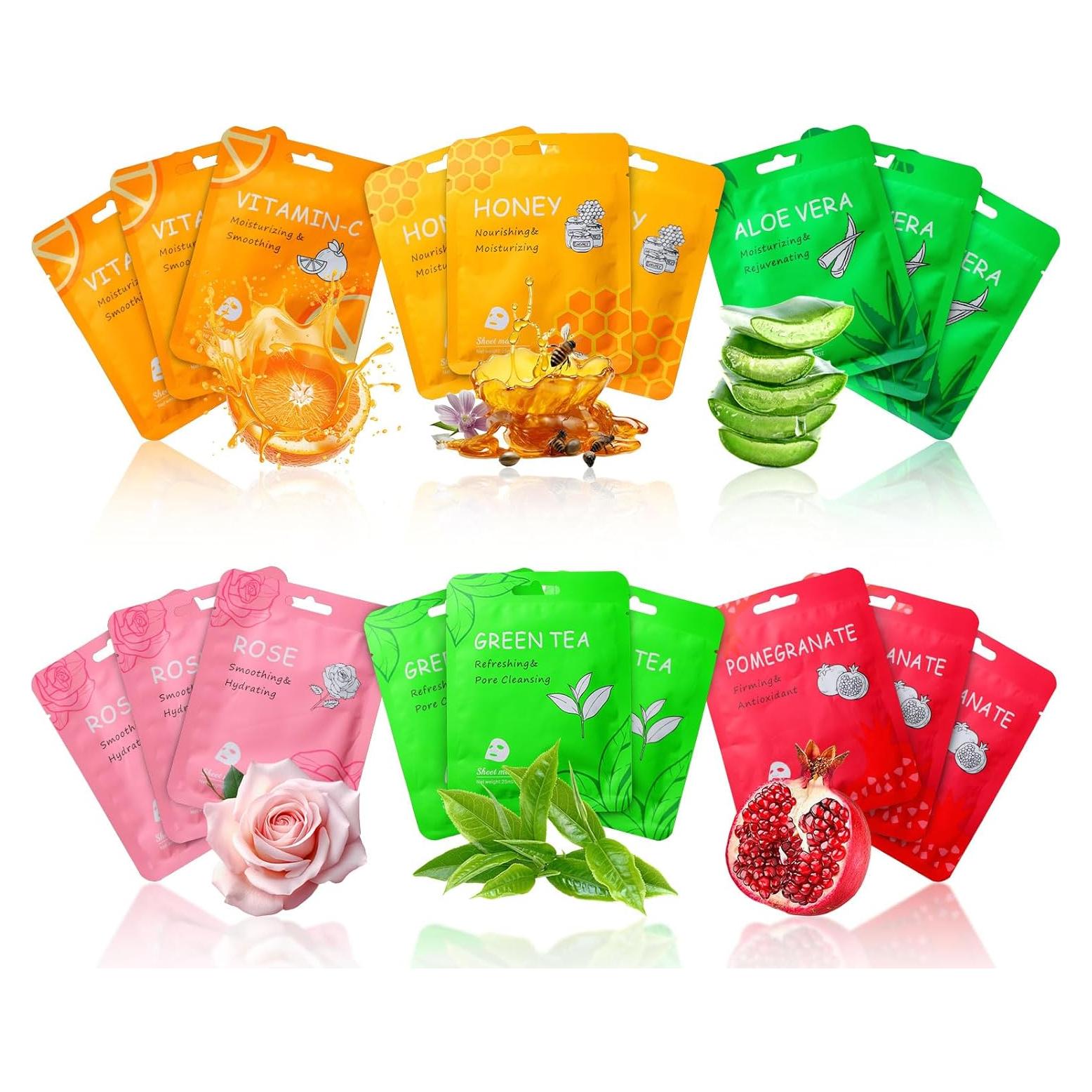 Set de 18 Mascarillas Faciales Hidratantes HuaShen para Piel Sensible