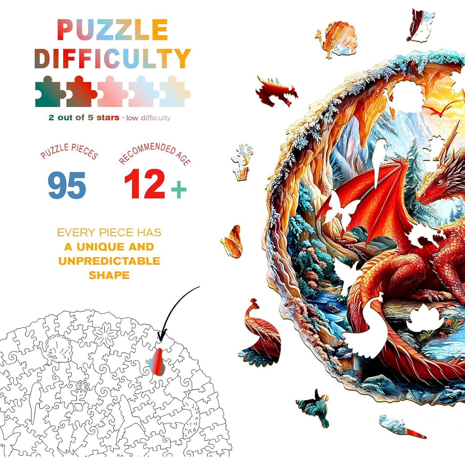 Rompecabezas de Madera 3D DOCRAGI Dragón Carmesí 95 Piezas