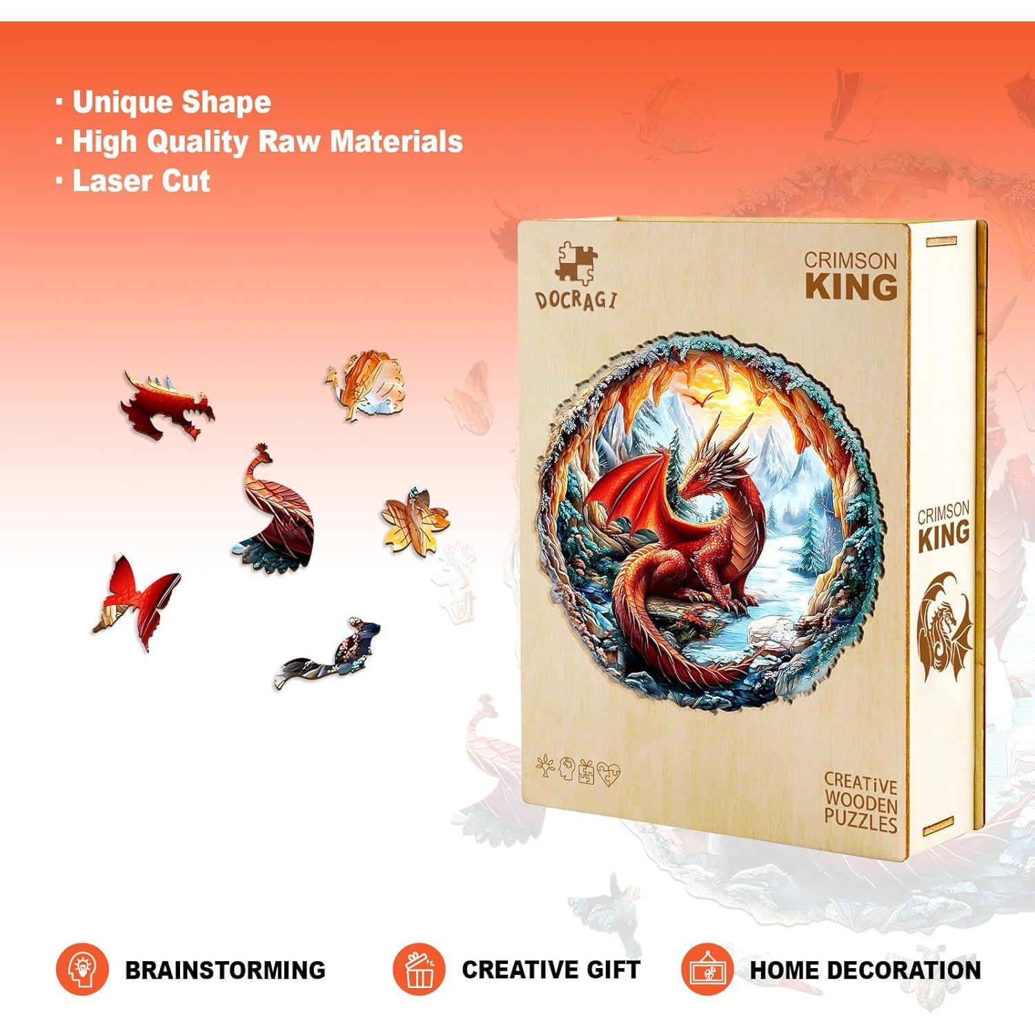 Rompecabezas de Madera 3D DOCRAGI Dragón Carmesí 95 Piezas