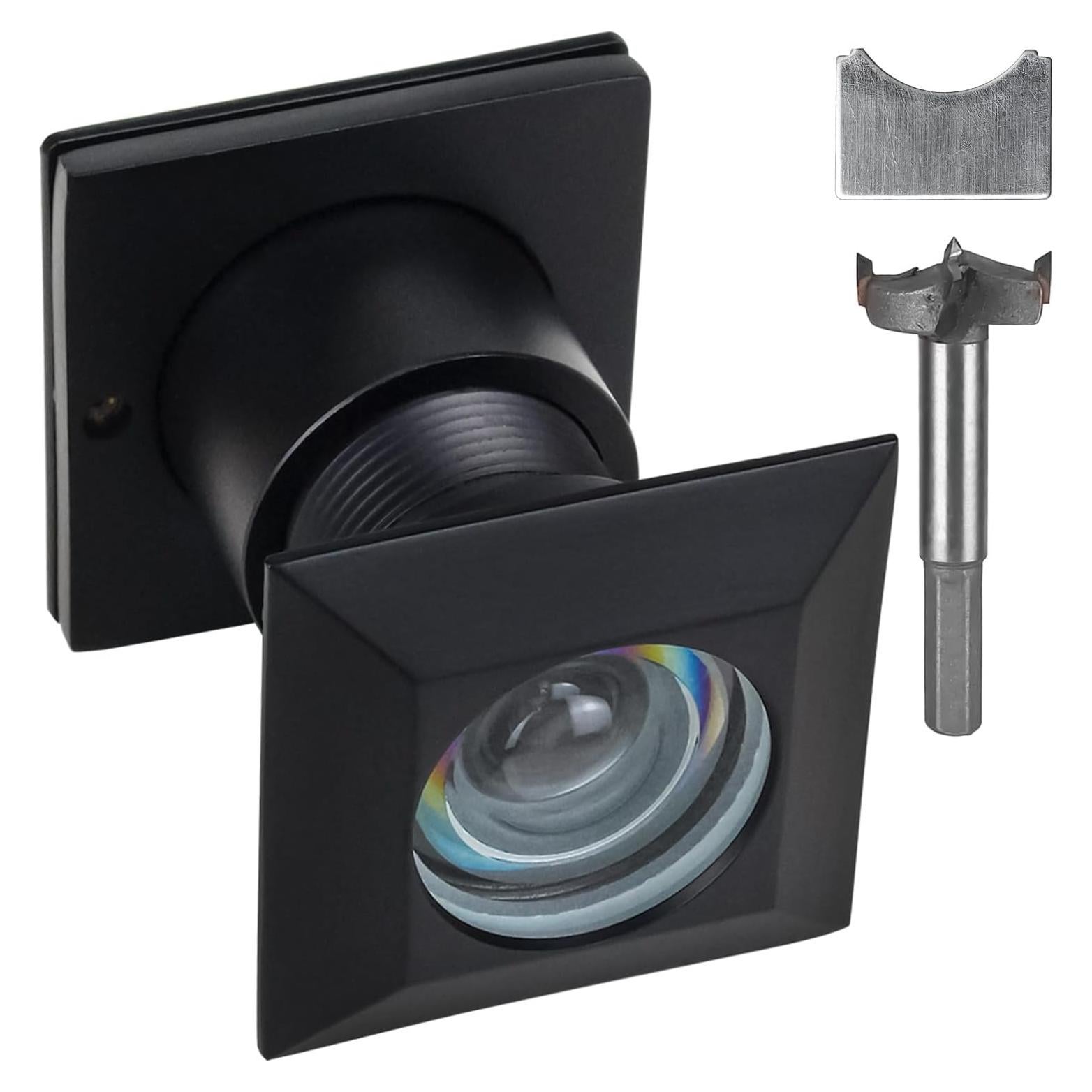 Visor de Puerta Cuadrado Earl Diamond 220 Grados Negro Mate