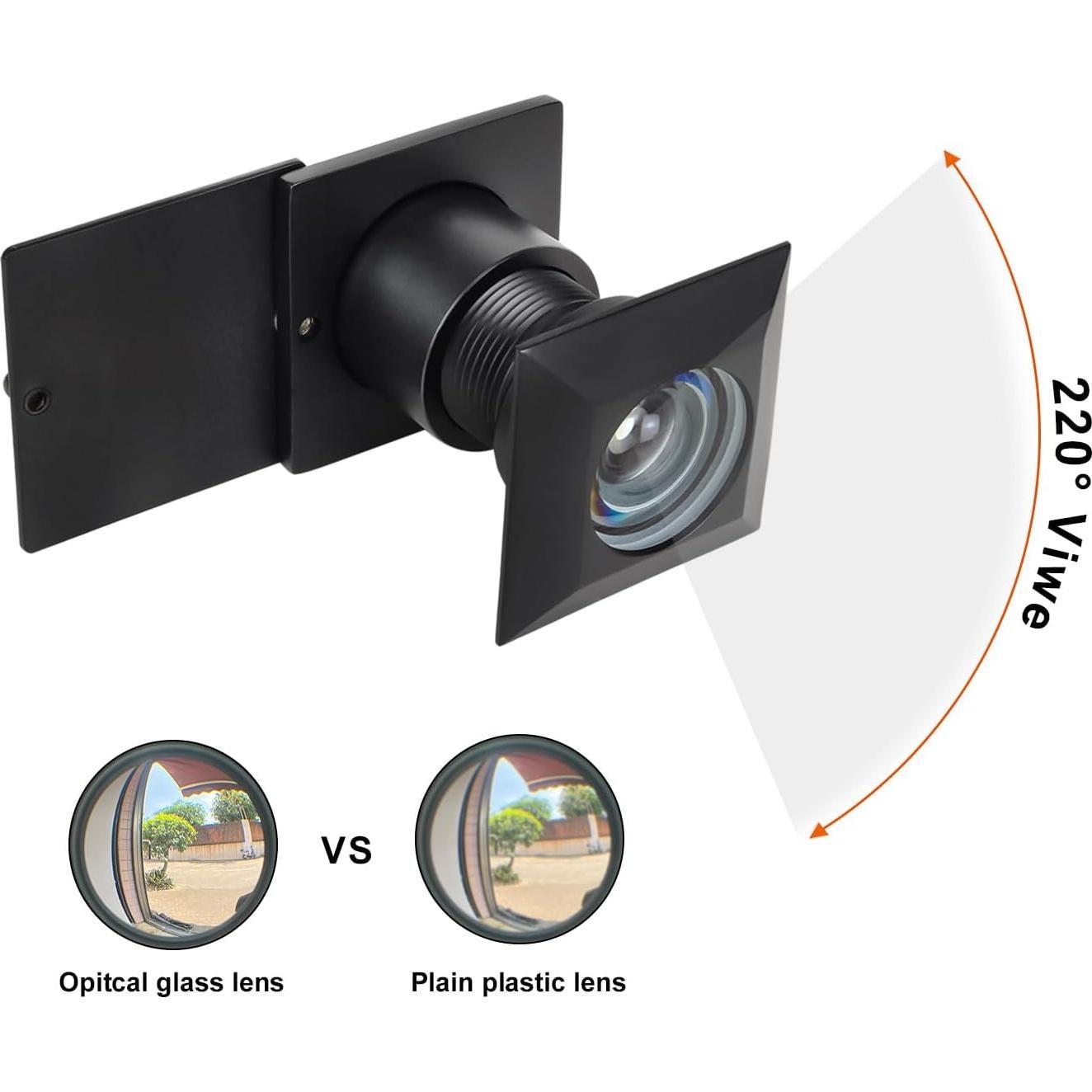 Visor de Puerta Cuadrado Earl Diamond 220 Grados Negro Mate