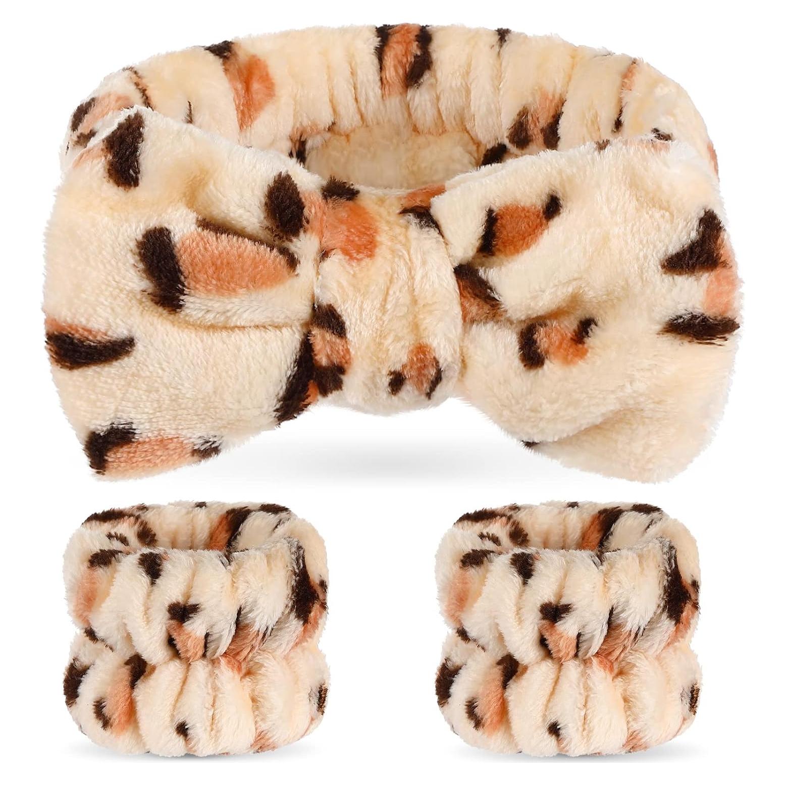 Cinta de Spa y Muñequera Hanaive para Lavar la Cara - Leopardo