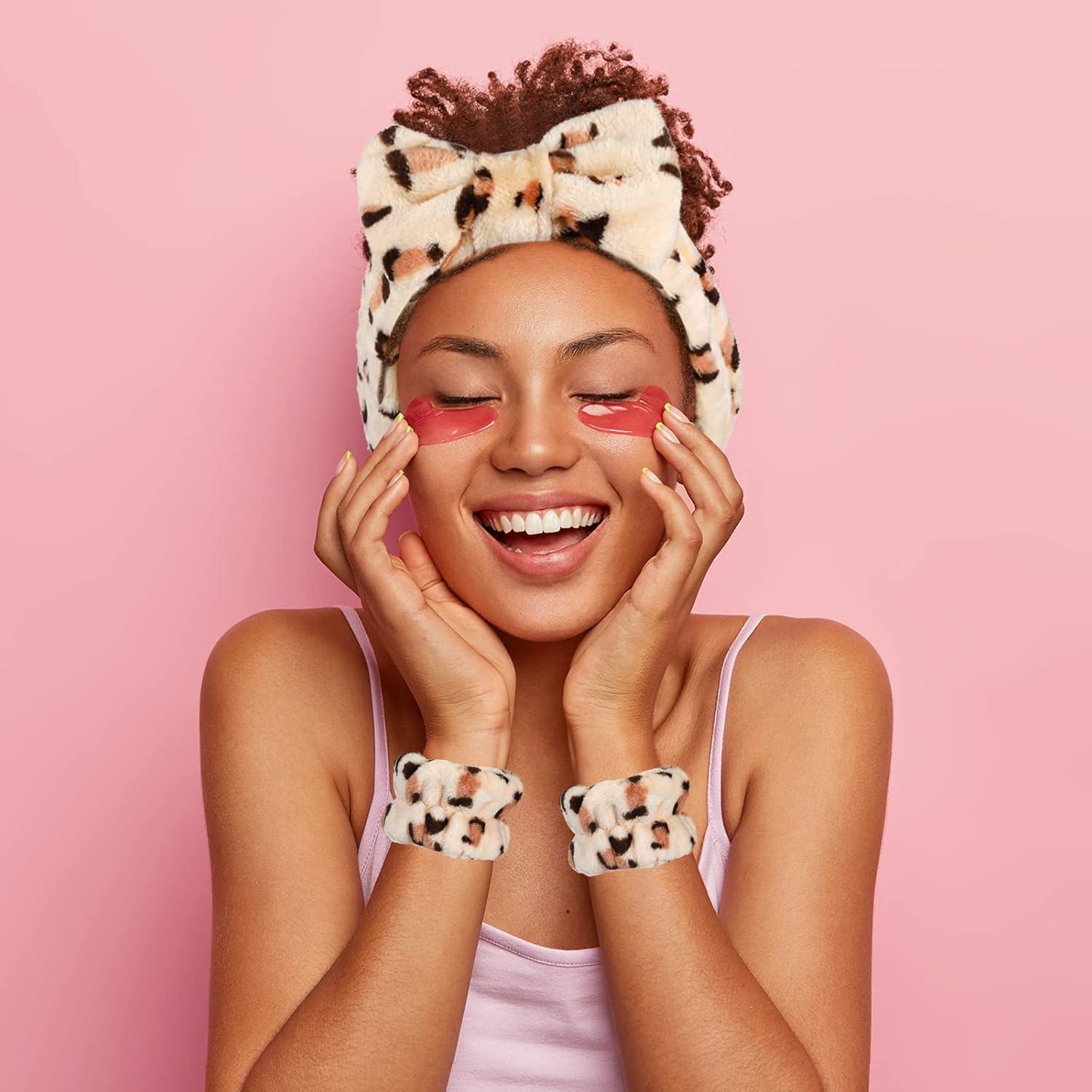 Cinta de Spa y Muñequera Hanaive para Lavar la Cara - Leopardo