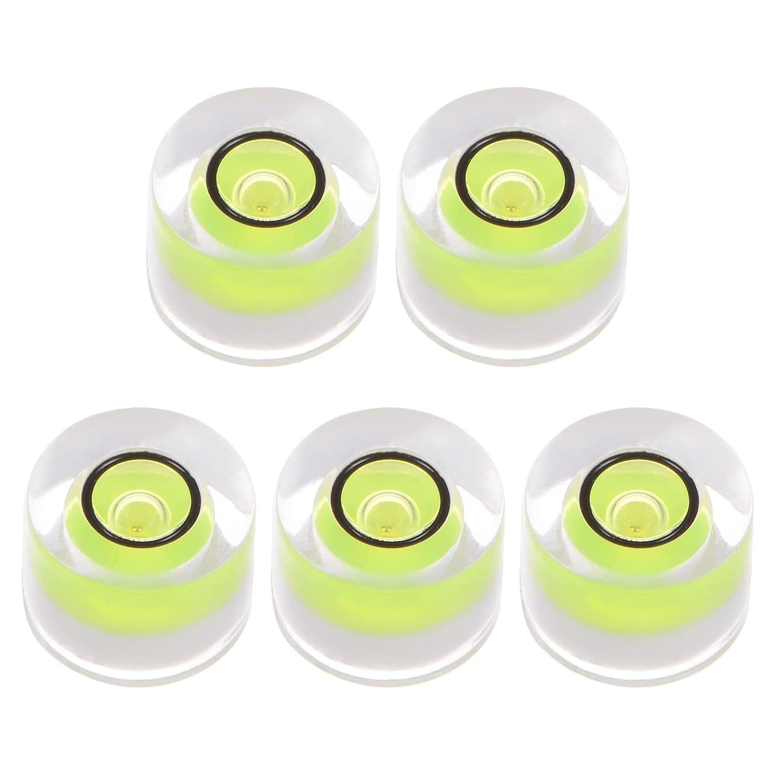 HARFINGTON 5pcs Round Bubble Level 8x5.5mm Mini Circular Bullseye Spirit Levels for Leveling Camera Tripod Telescope Workshop Turntable Pictures Frame, Lime