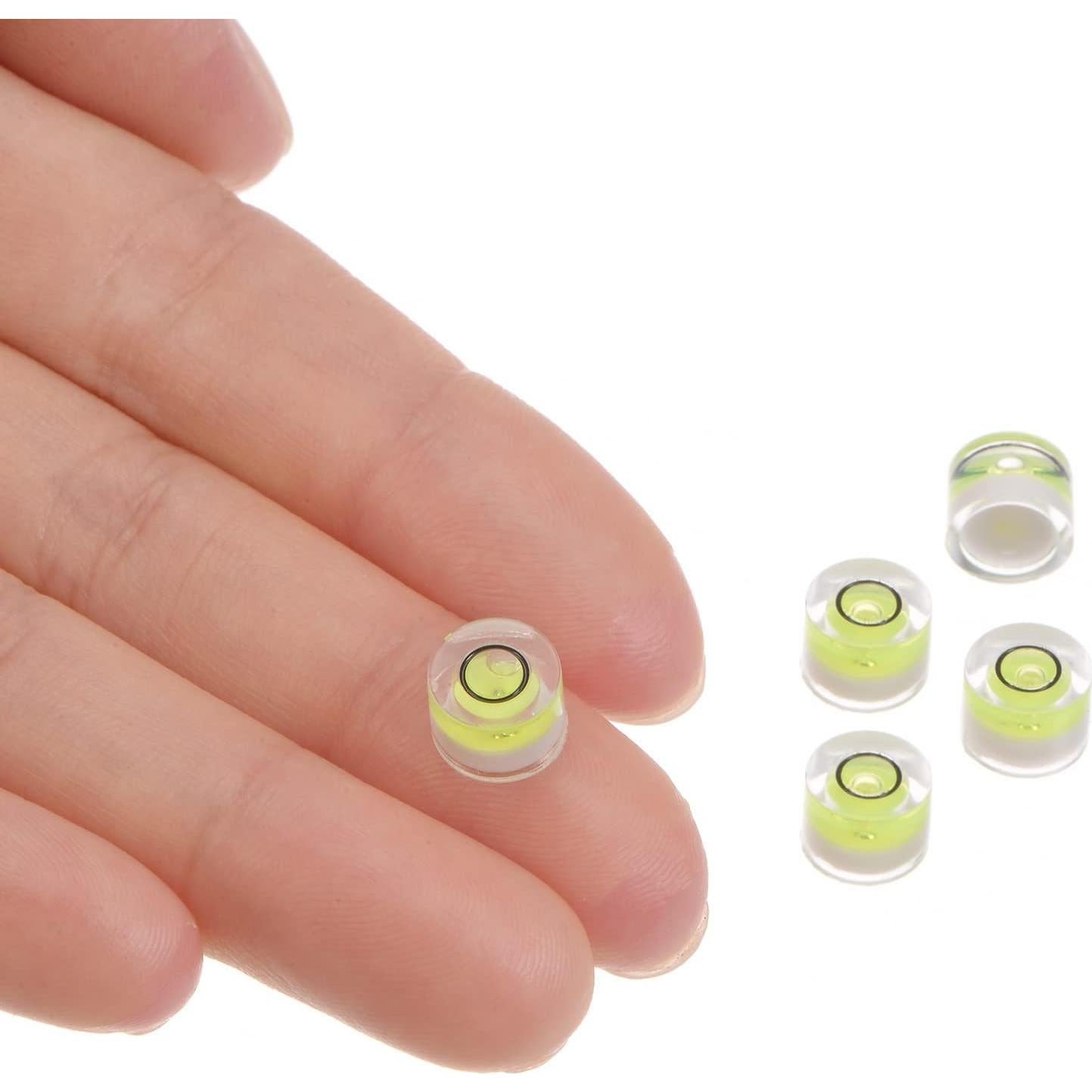 HARFINGTON 5pcs Round Bubble Level 8x5.5mm Mini Circular Bullseye Spirit Levels for Leveling Camera Tripod Telescope Workshop Turntable Pictures Frame, Lime