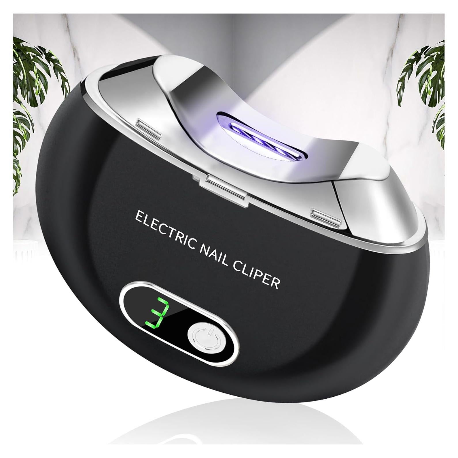 Cortador de Uñas Eléctrico Foleto Negro, 3 Velocidades, LCD