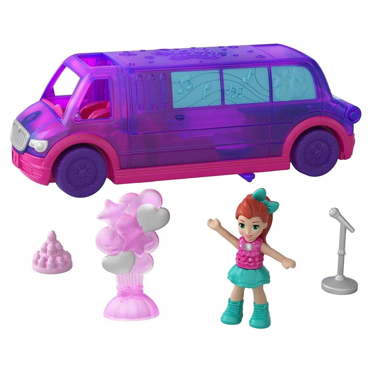 Limusina de Fiesta Pollyville Mattel con Muñeca Lila y Accesorios