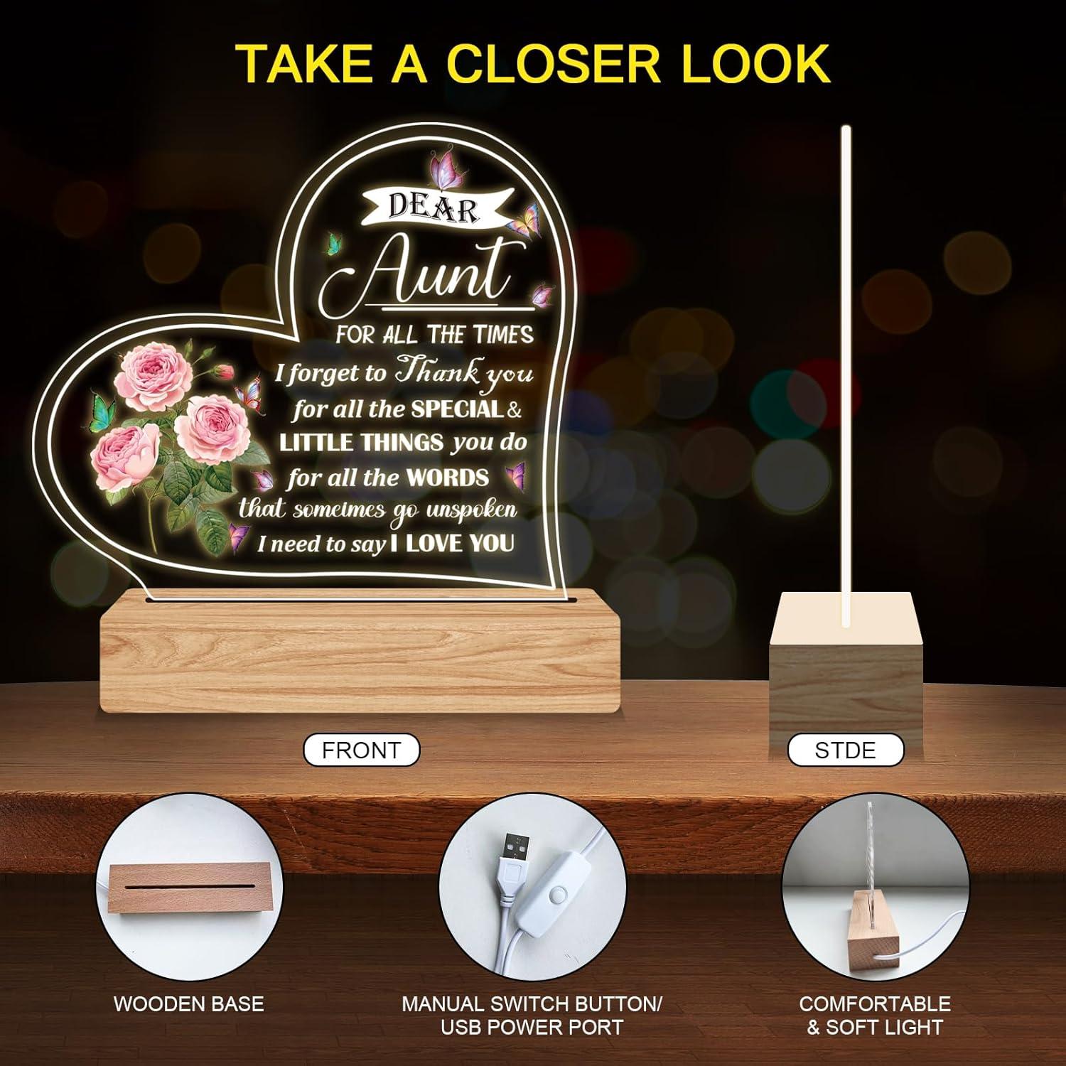 Luz Nocturna Acrílica RYOTKIK para Tía - Amarillo Cálido