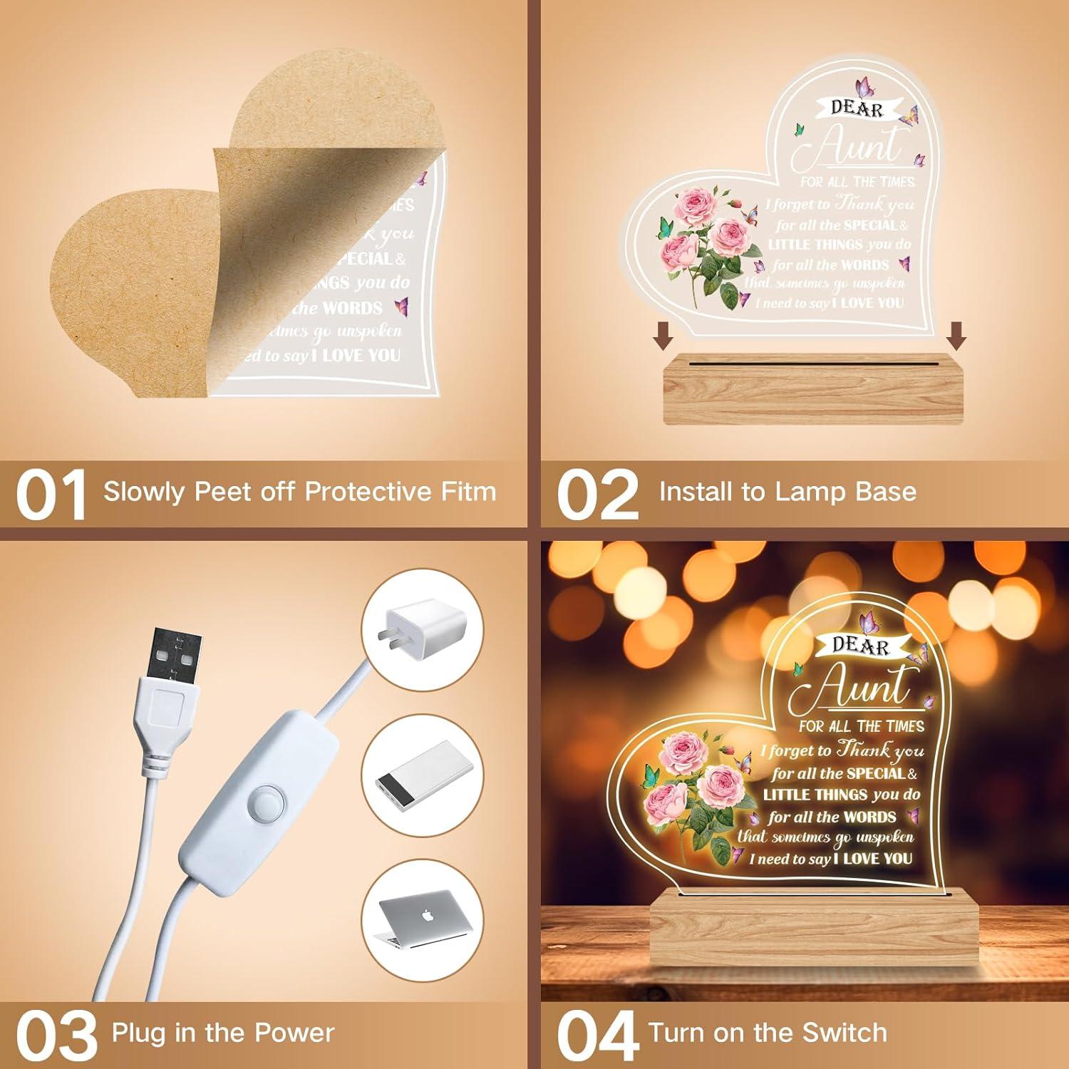 Luz Nocturna Acrílica RYOTKIK para Tía - Amarillo Cálido