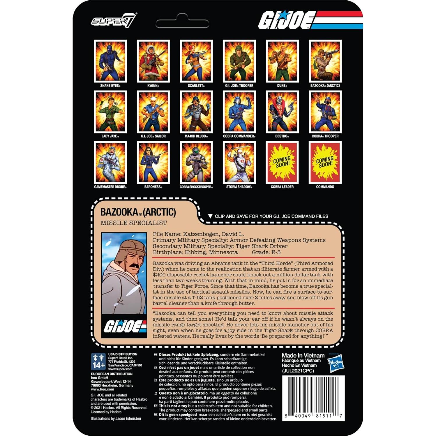 Figura de Acción G.I. Joe Super7 Bazooka Ártico 9.5 cm