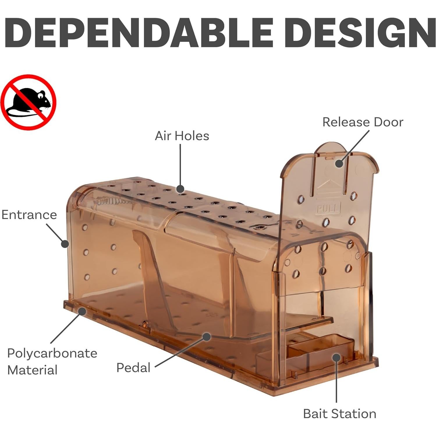 Trampa Humana para Ratones Sunnydaze - Reutilizable - Paquete de 2