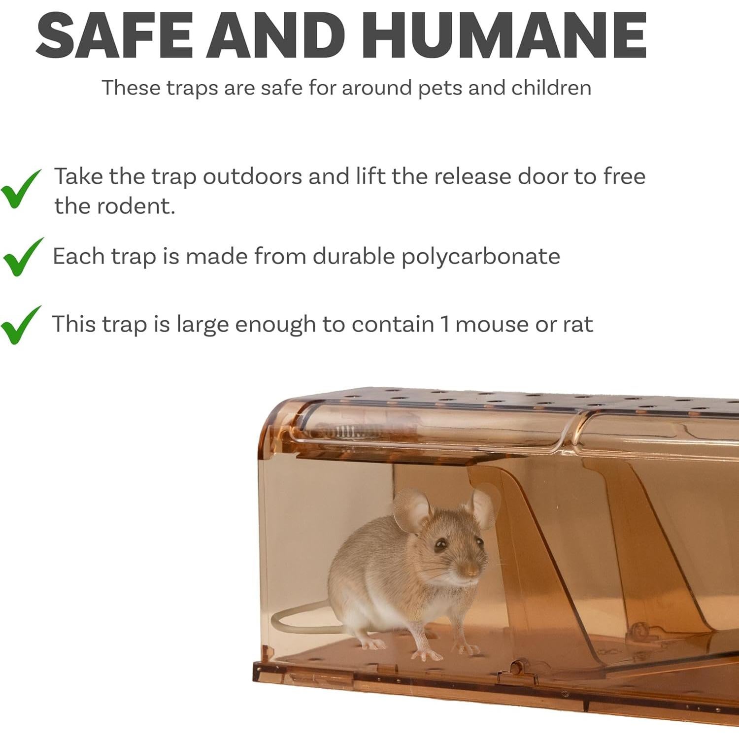 Trampa Humana para Ratones Sunnydaze - Reutilizable - Paquete de 2