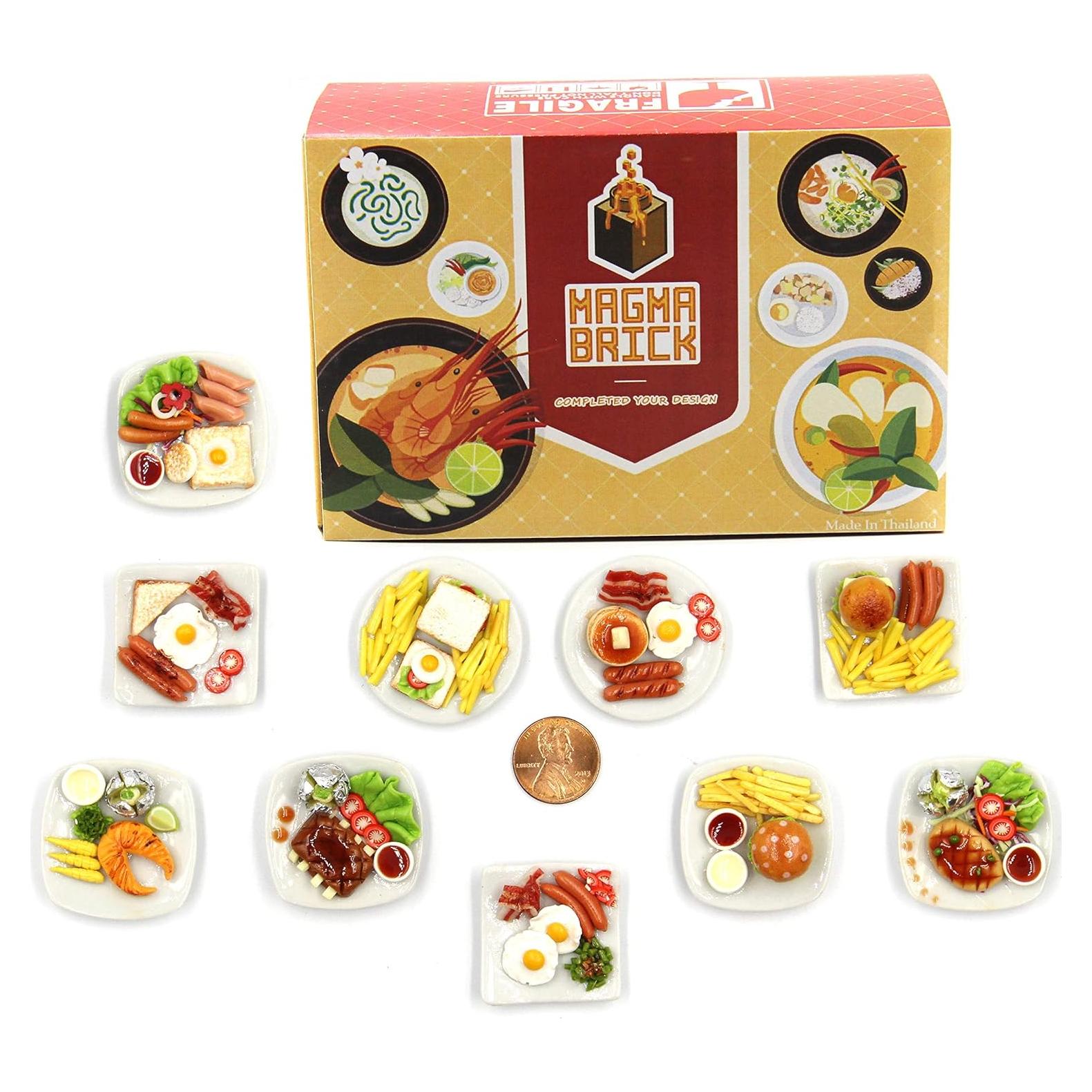 Juego de Desayuno Miniatura 10 Piezas Magma Brick 1:12