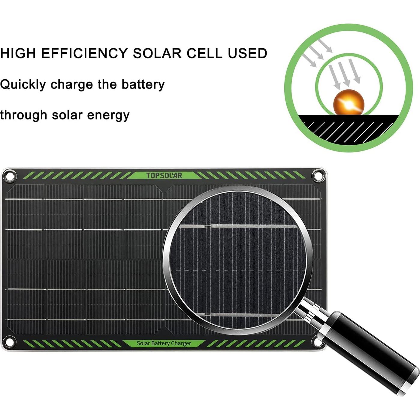 Cargador Solar Topsolar 10W 12V para Baterías de Vehículo