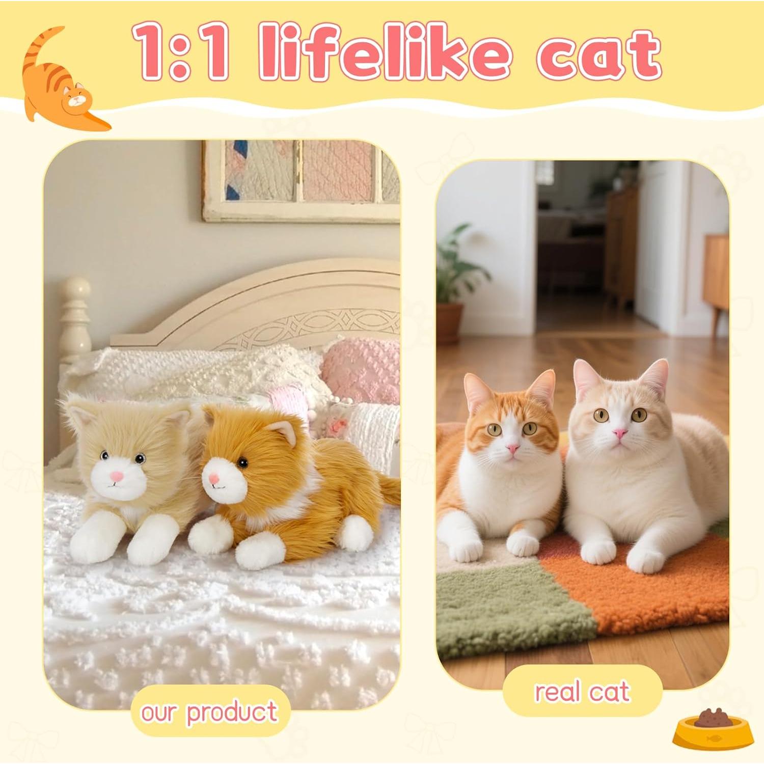 Conjunto de 2 Gatos de Peluche Realistas Tezituor 43 cm